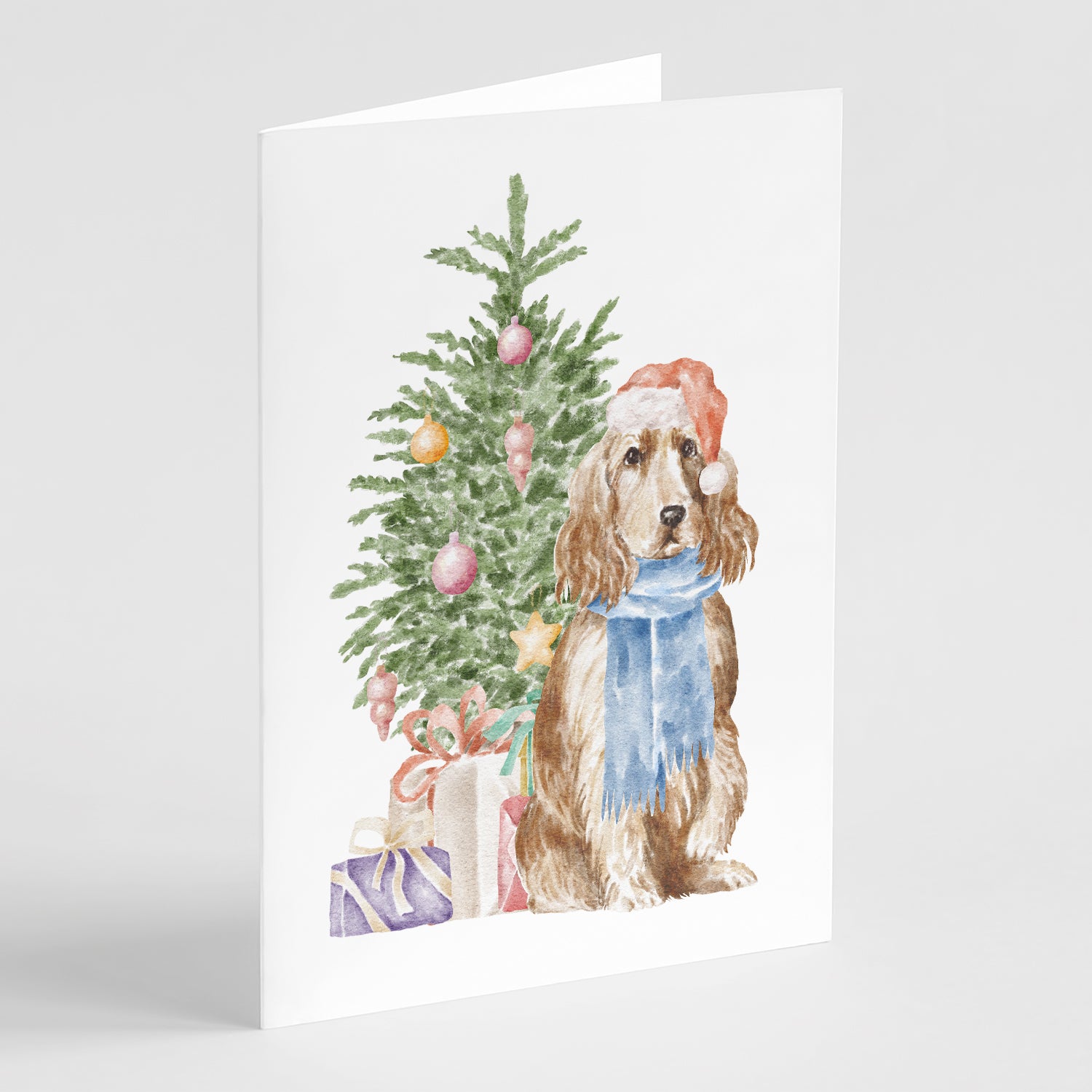 Buy this Christmas English Cocker Spaniel Tan Greeting Cards and Envelopes Pack of 8