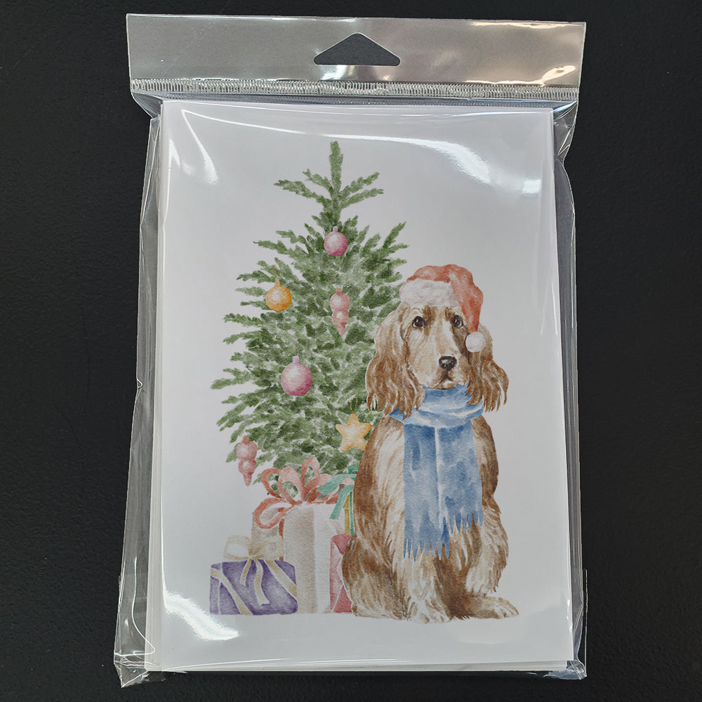 Christmas English Cocker Spaniel Tan Greeting Cards and Envelopes Pack of 8 - the-store.com