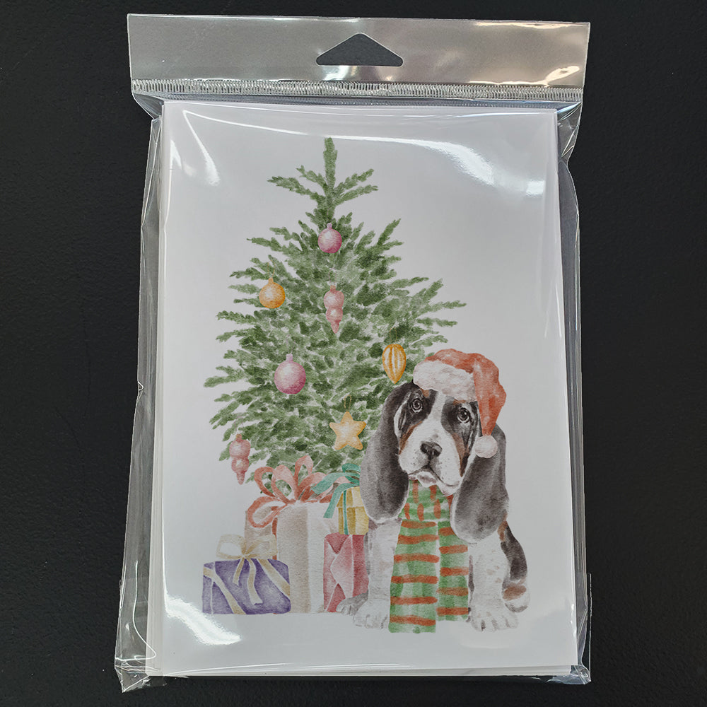 Christmas Basset Hound Puppy Greeting Cards and Envelopes Pack of 8 - the-store.com