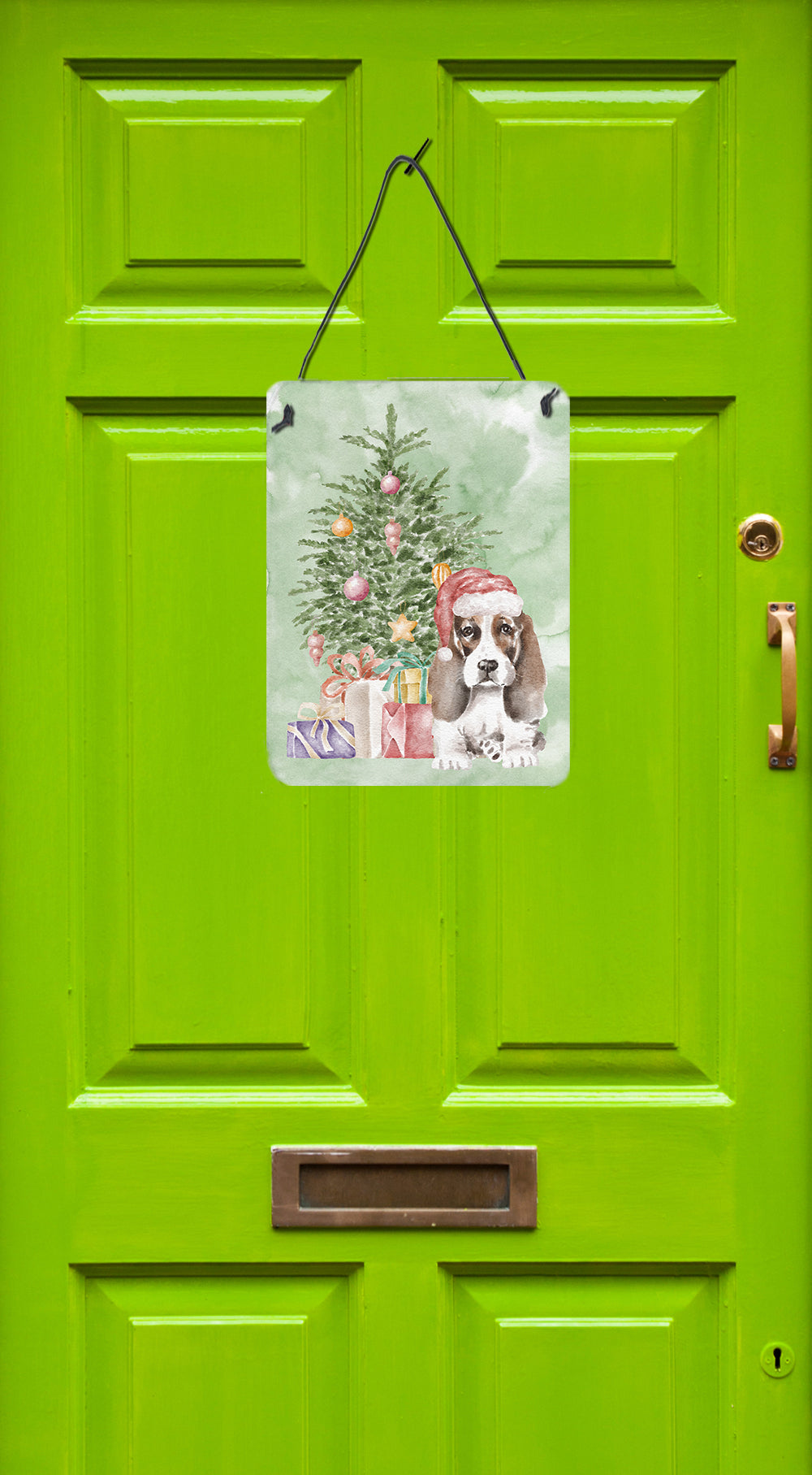 Christmas Basset Hound Puppy #2 Wall or Door Hanging Prints - the-store.com