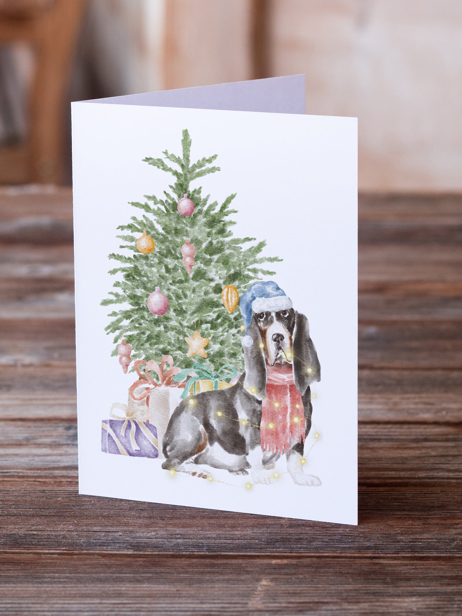 Buy this Christmas Basset Hound  #2 Greeting Cards and Envelopes Pack of 8