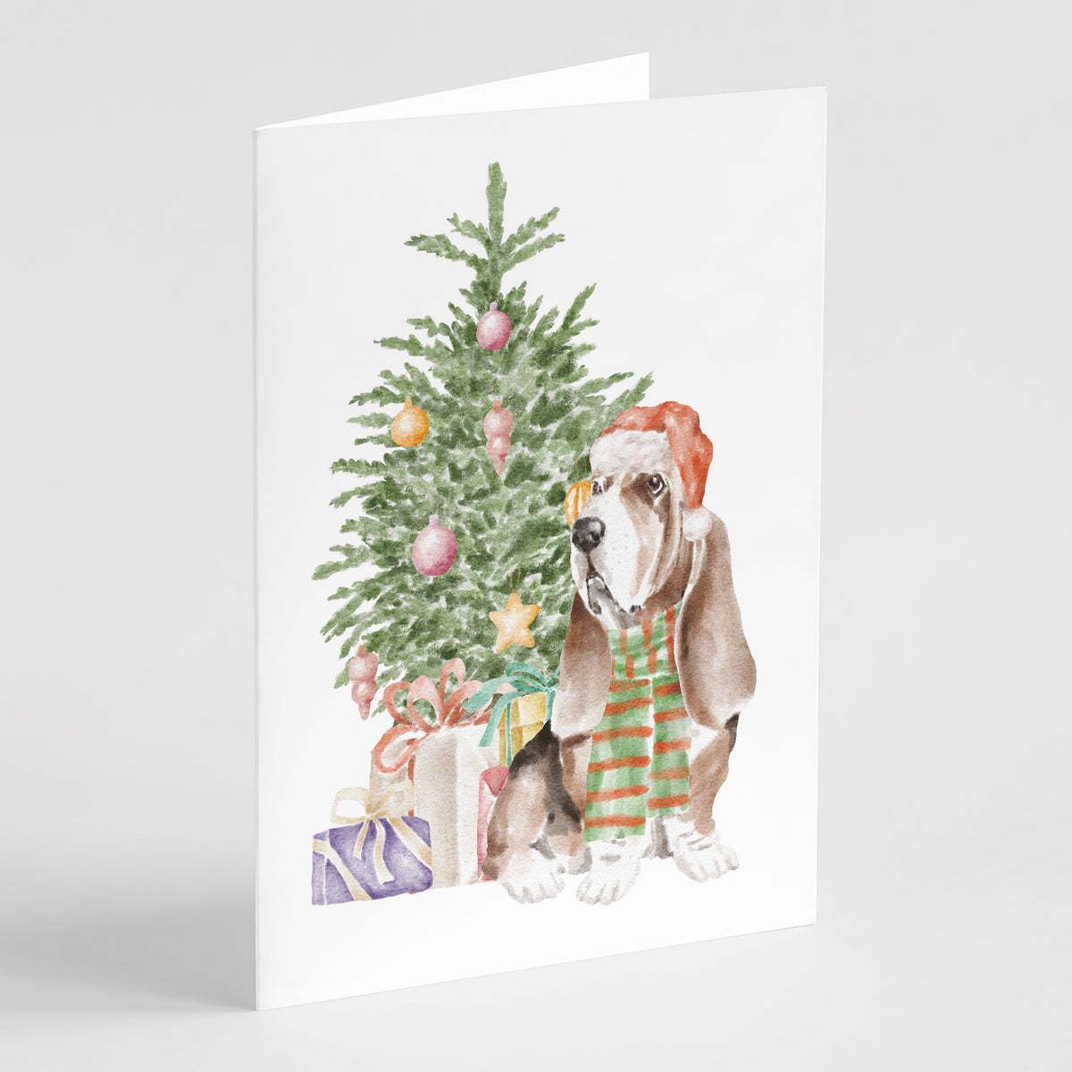 Buy this Christmas Basset Hound  #3 Greeting Cards and Envelopes Pack of 8
