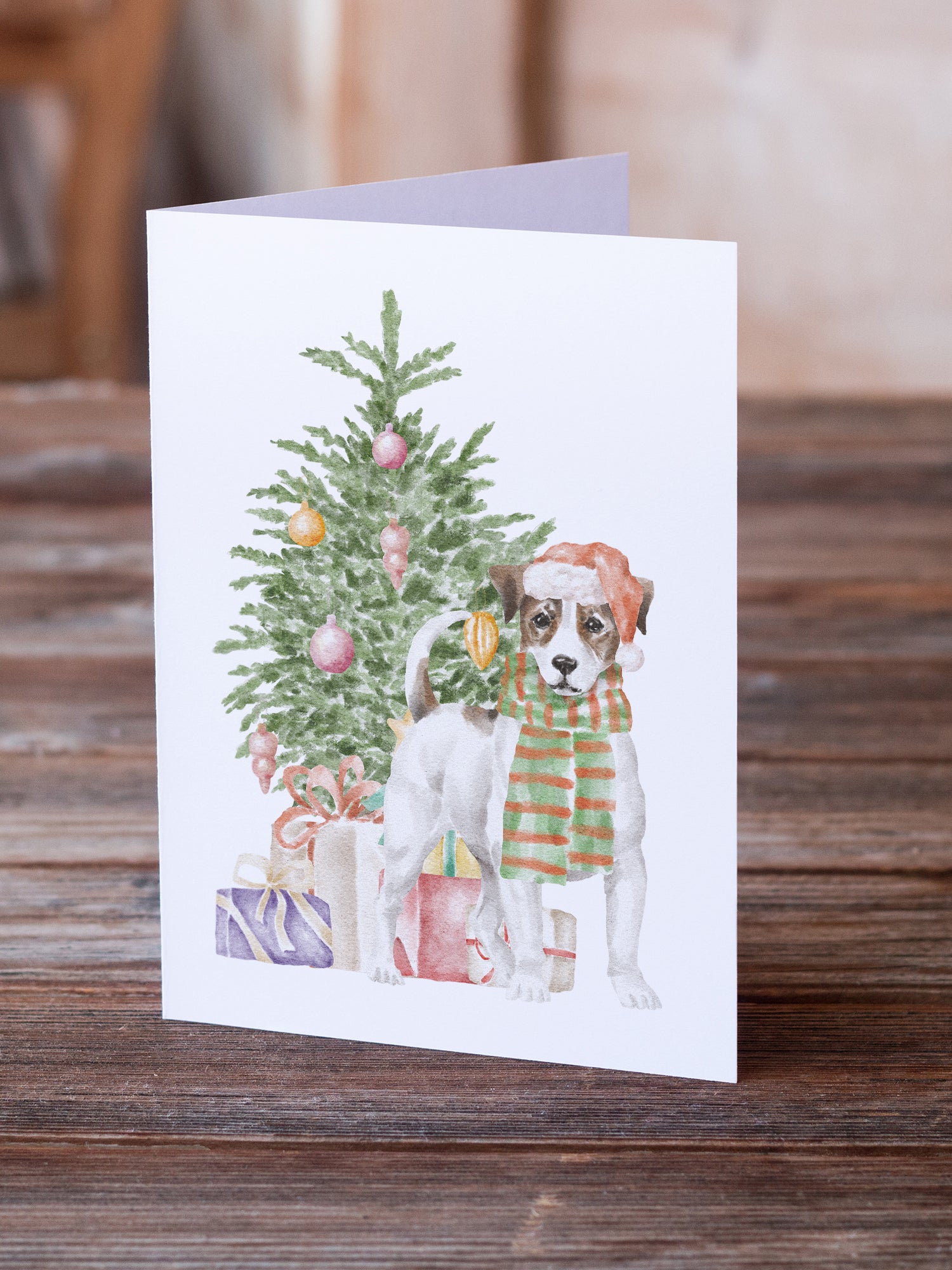Christmas Jack Russell Terrier Smooth Greeting Cards and Envelopes Pack of 8 - the-store.com