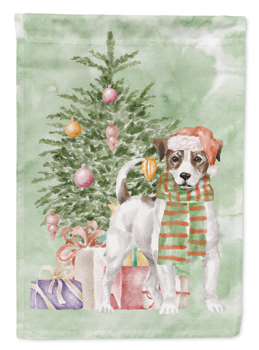 Christmas Jack Russell Terrier Smooth Flag Garden Size  the-store.com.