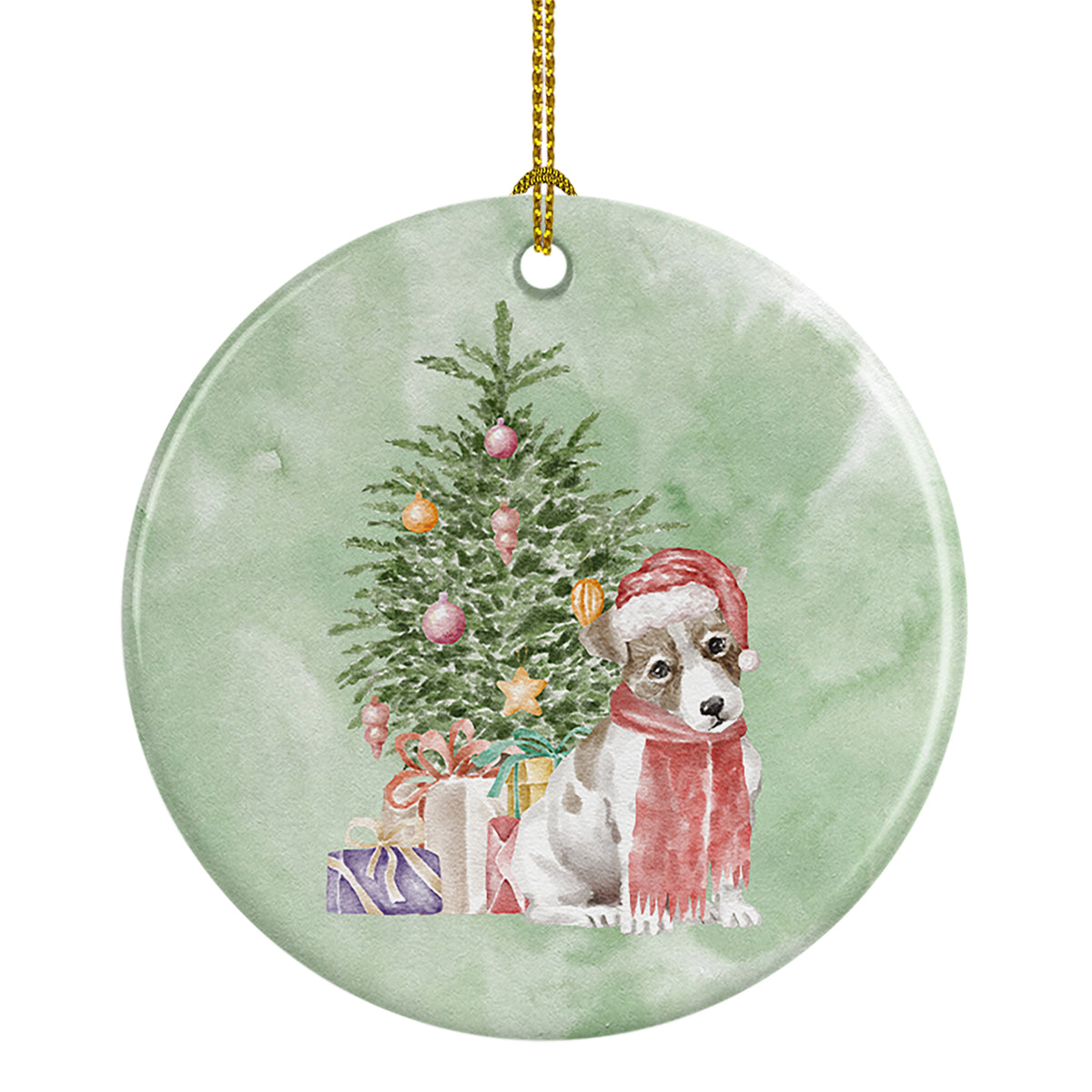 Buy this Christmas Jack Russell Terrier Smooth Puppy Ceramic Ornament