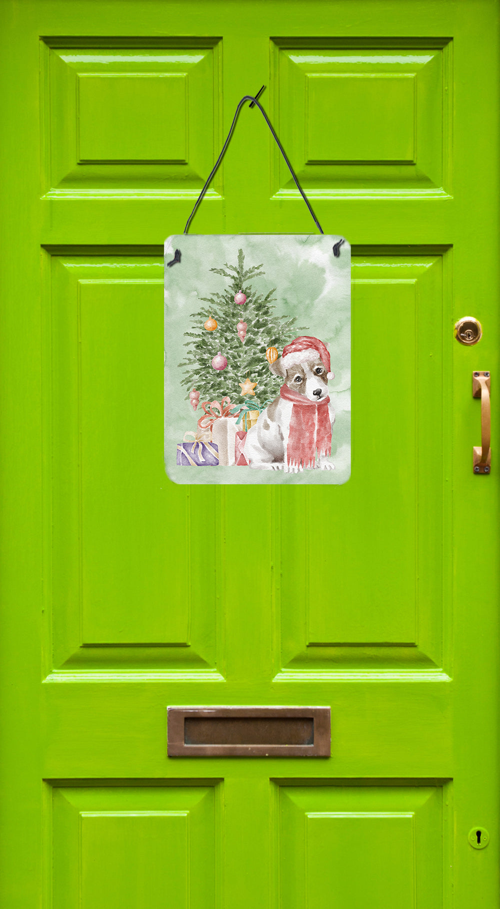 Christmas Jack Russell Terrier Smooth Puppy Wall or Door Hanging Prints - the-store.com