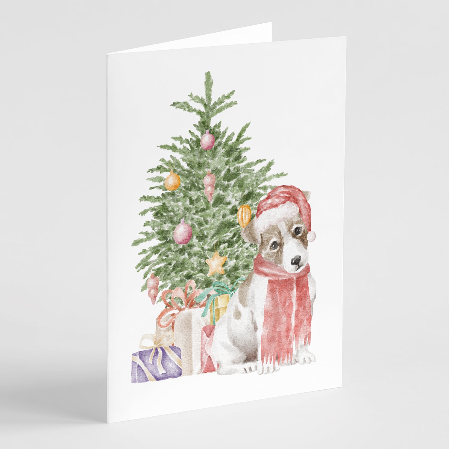 Buy this Christmas Jack Russell Terrier Smooth Puppy Greeting Cards and Envelopes Pack of 8