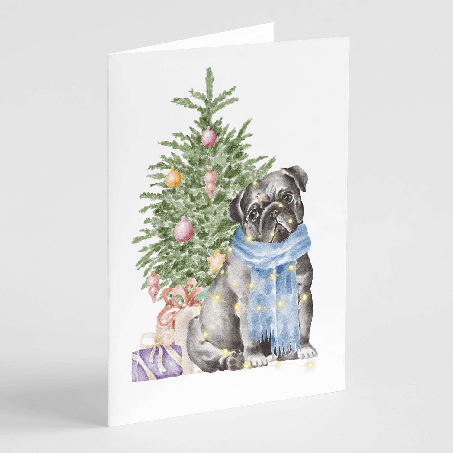 Buy this Christmas Black Pug Greeting Cards and Envelopes Pack of 8