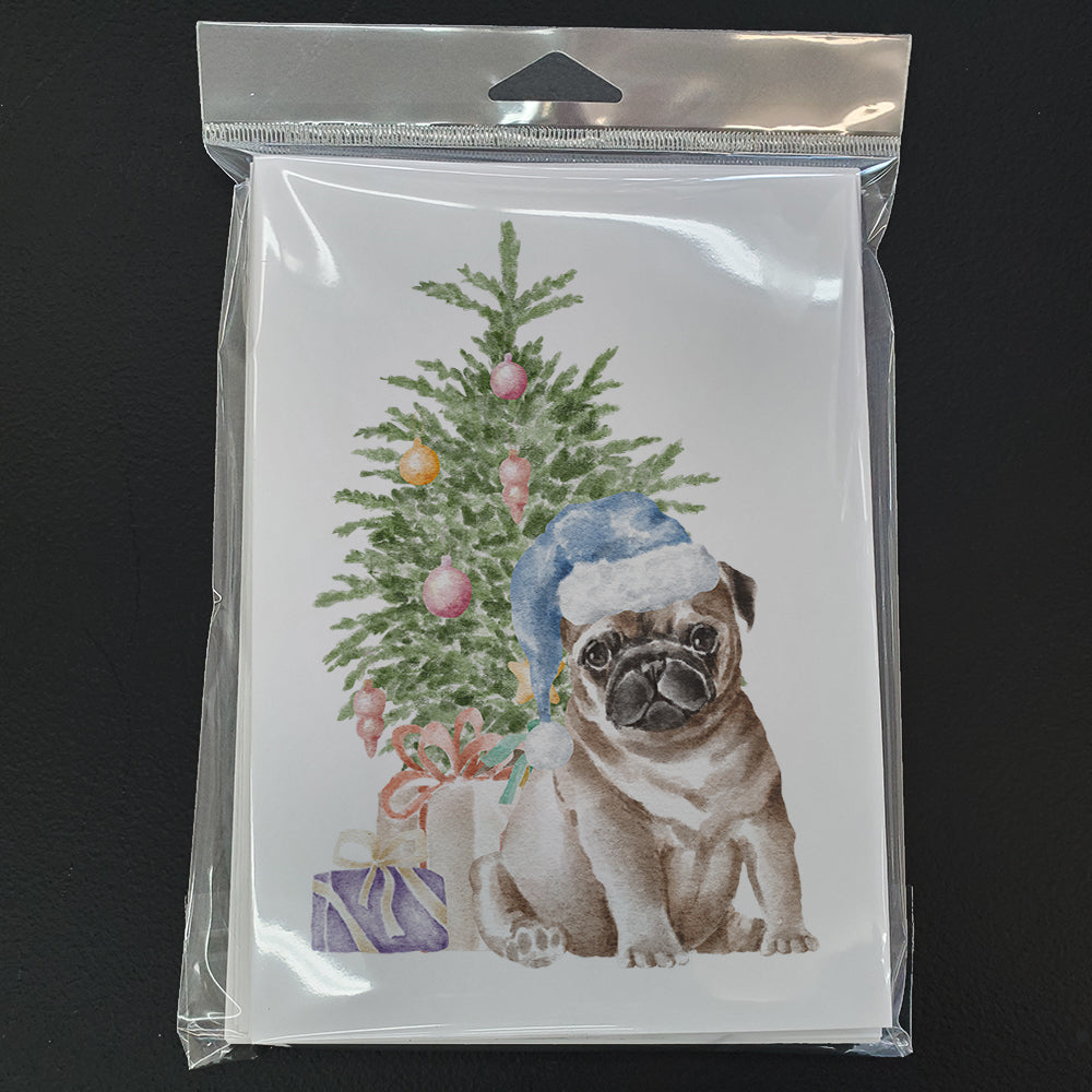 Christmas Fawn Pug Puppy Greeting Cards and Envelopes Pack of 8 - the-store.com