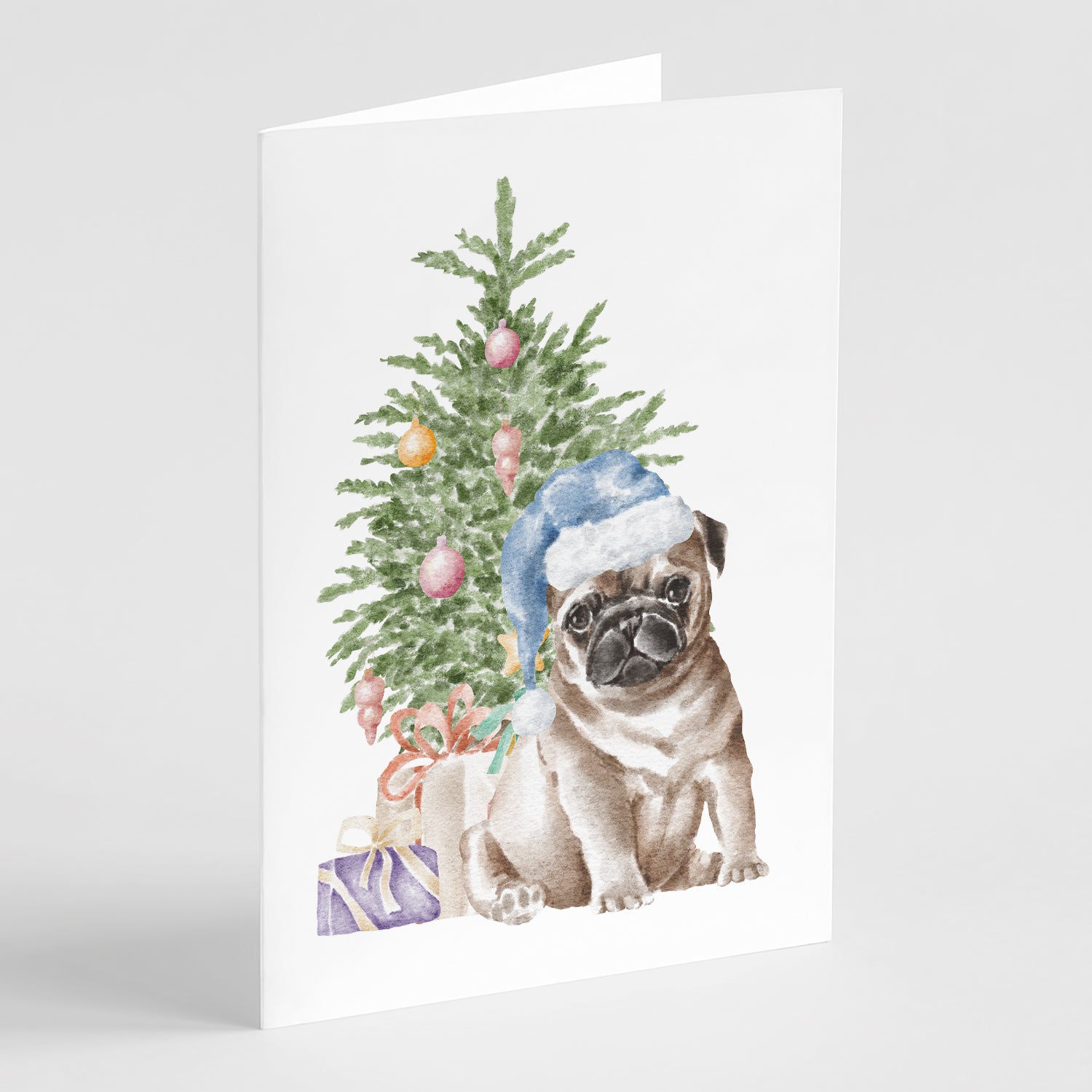 Buy this Christmas Fawn Pug Puppy Greeting Cards and Envelopes Pack of 8