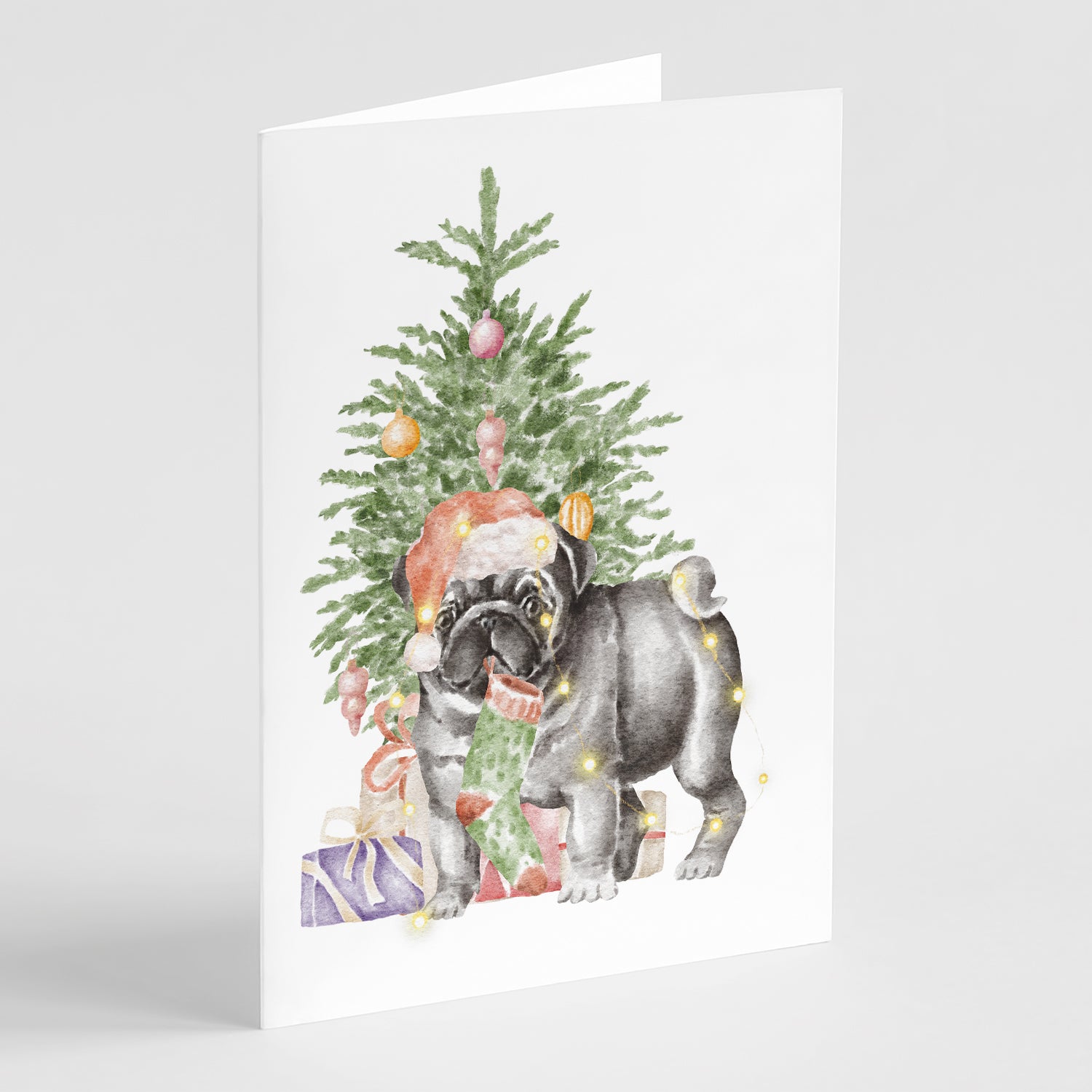 Buy this Christmas Black Pug #2 Greeting Cards and Envelopes Pack of 8