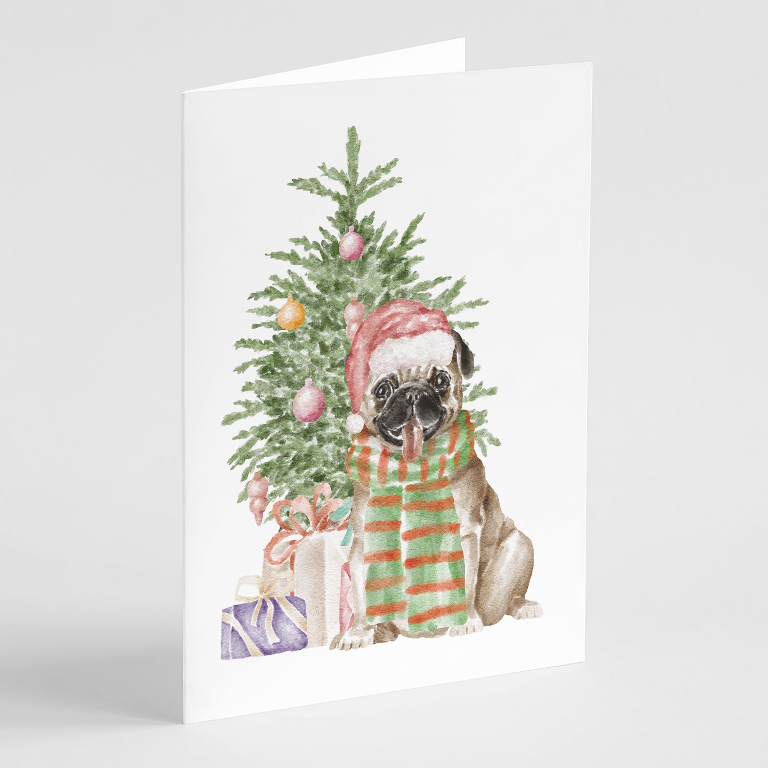 Buy this Christmas Fawn Pug Greeting Cards and Envelopes Pack of 8