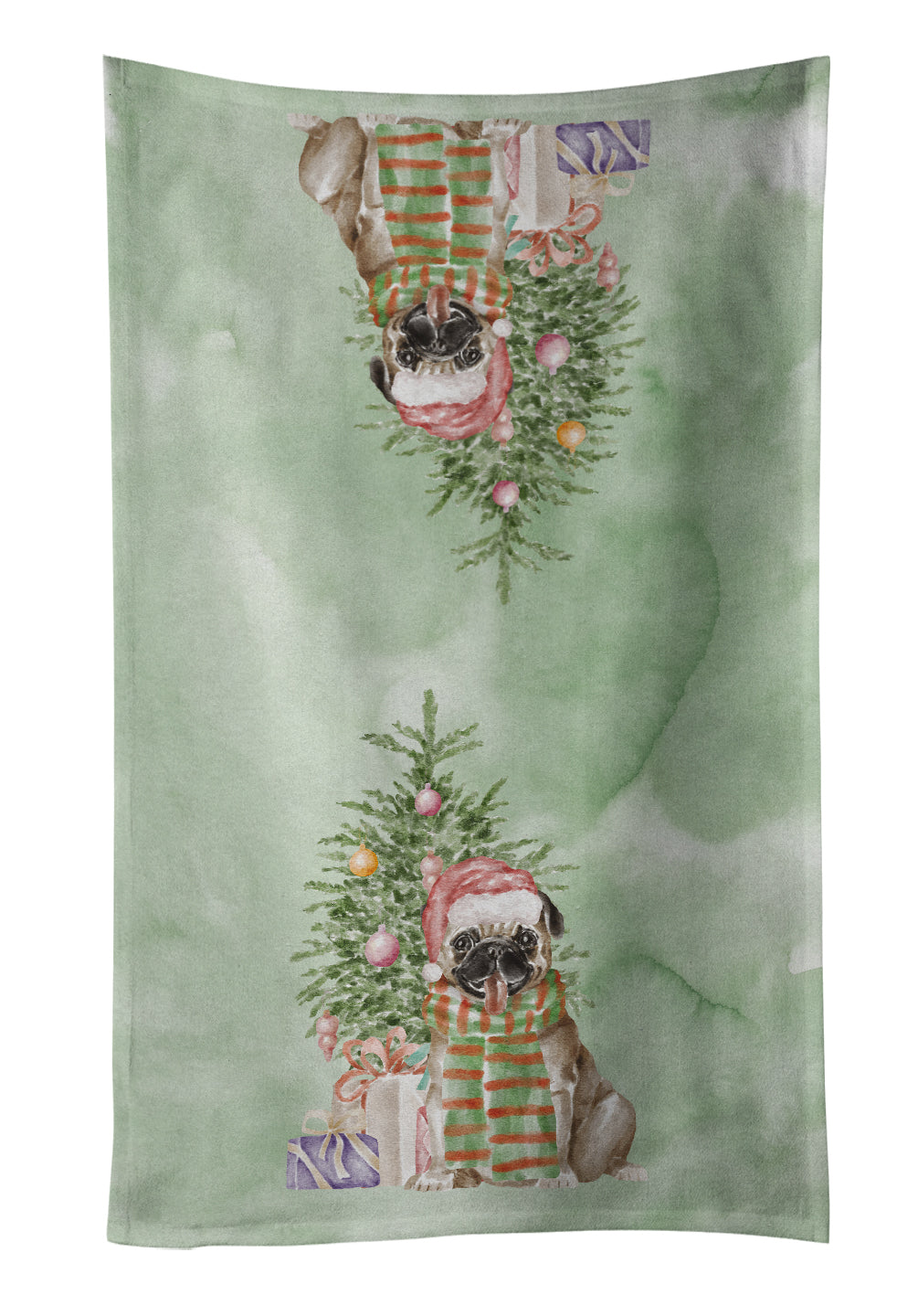 Buy this Christmas Fawn Pug Kitchen Towel