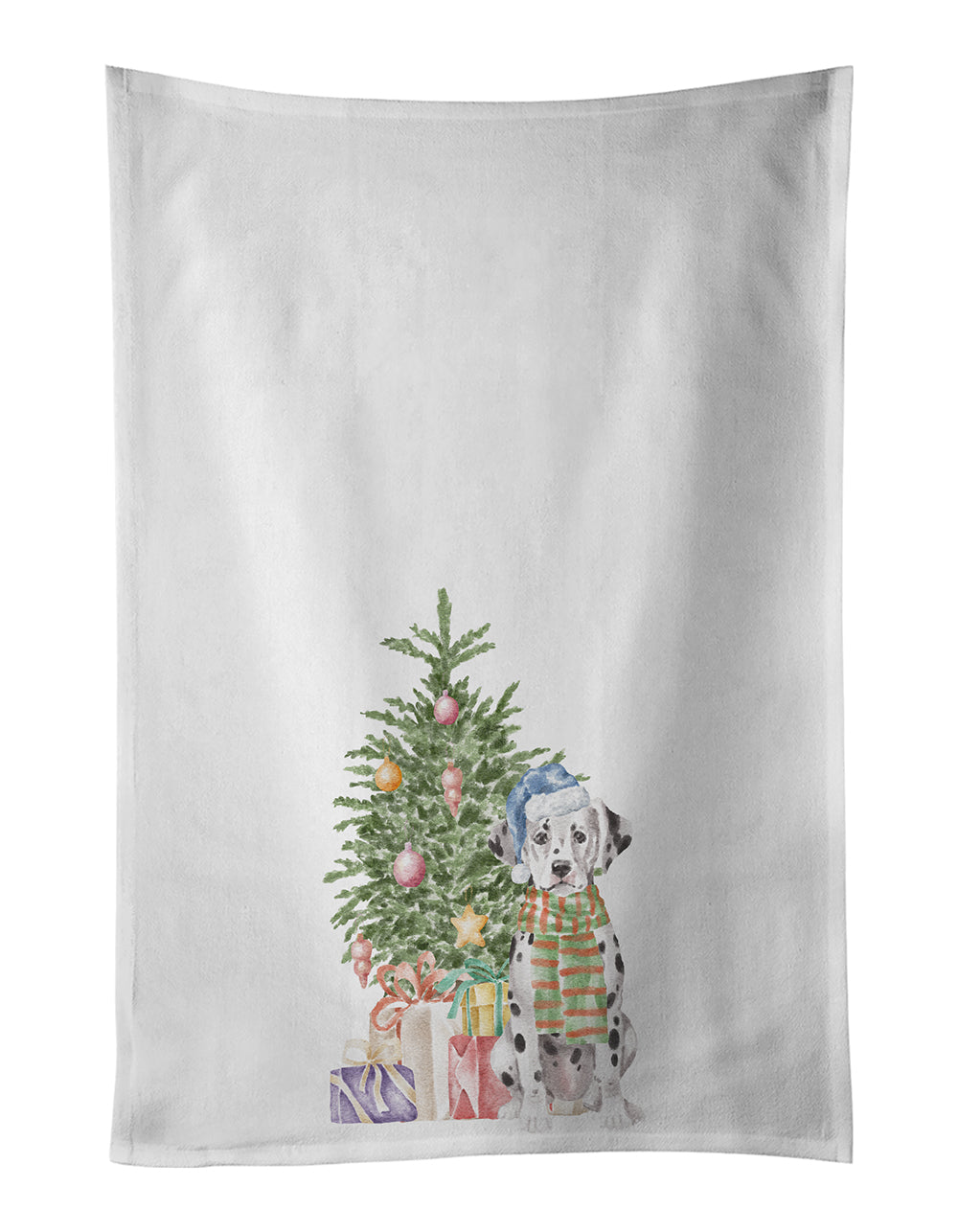 Buy this Dalmatian Puppy Christmas Presents and Tree White Kitchen Towel Set of 2