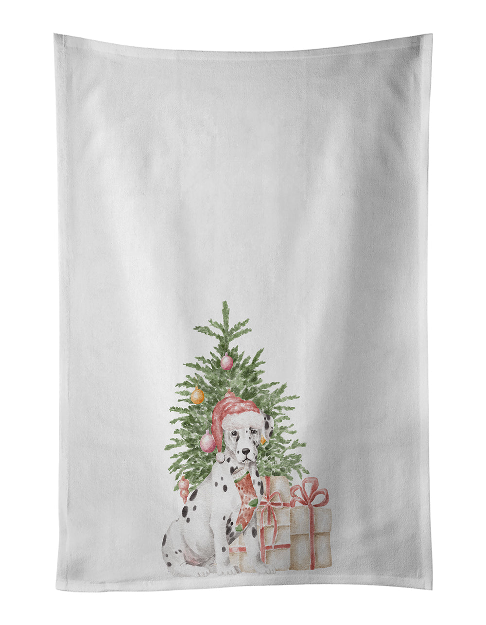 Buy this Dalmatian Christmas Presents and Tree White Kitchen Towel Set of 2
