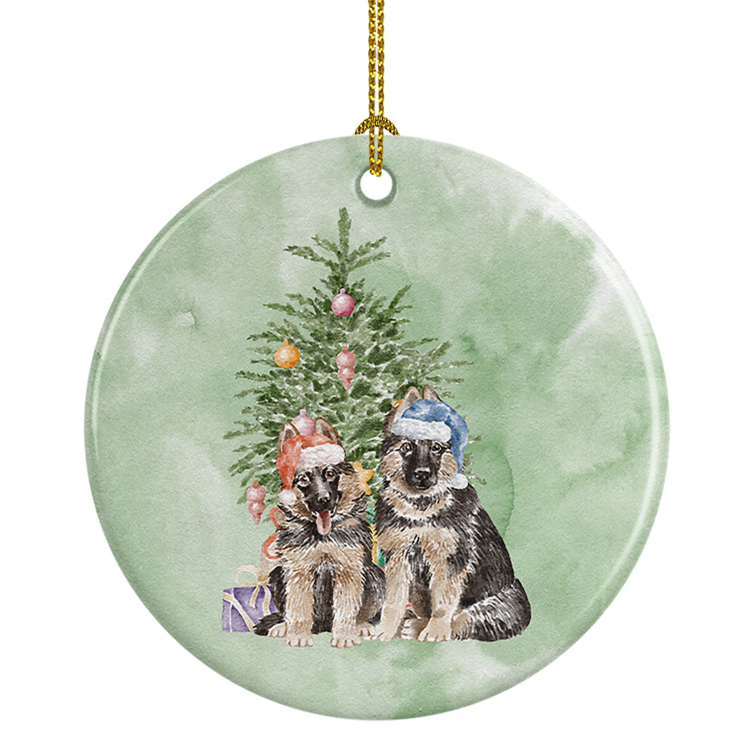 Buy this Christmas German Shepherd Momma and Baby Ceramic Ornament