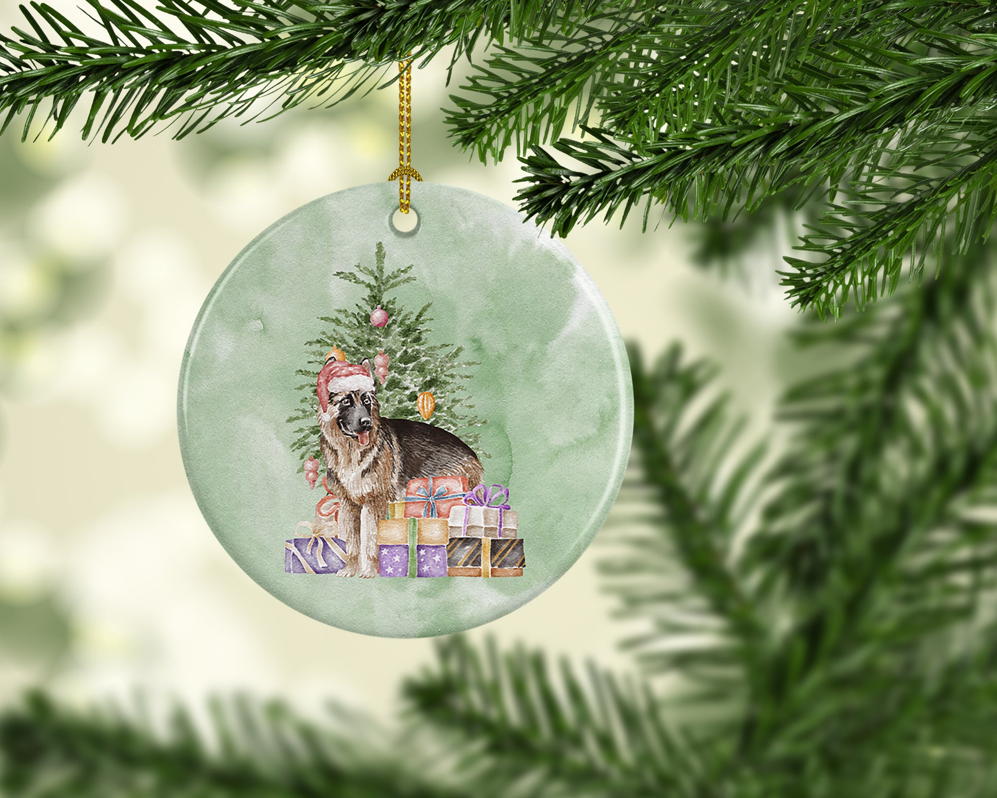 Buy this Christmas German Shepherd Ceramic Ornament