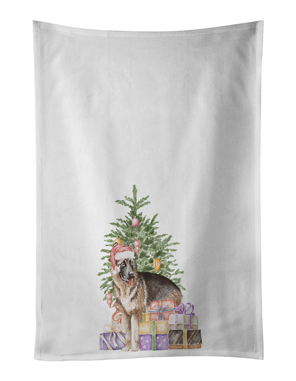 Buy this German Shepherd Christmas Presents and Tree White Kitchen Towel Set of 2