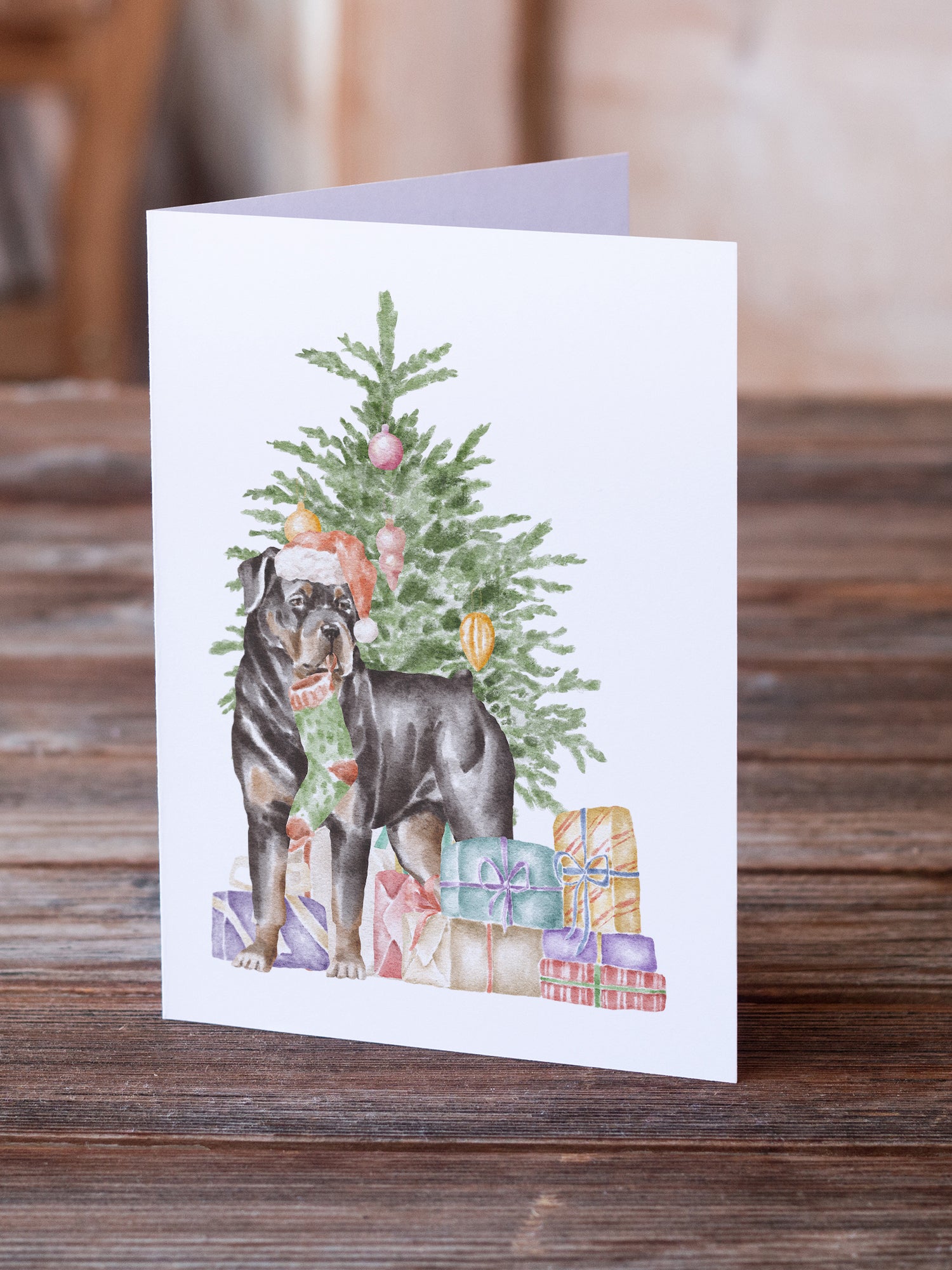Christmas Rottweiler Greeting Cards and Envelopes Pack of 8 - the-store.com