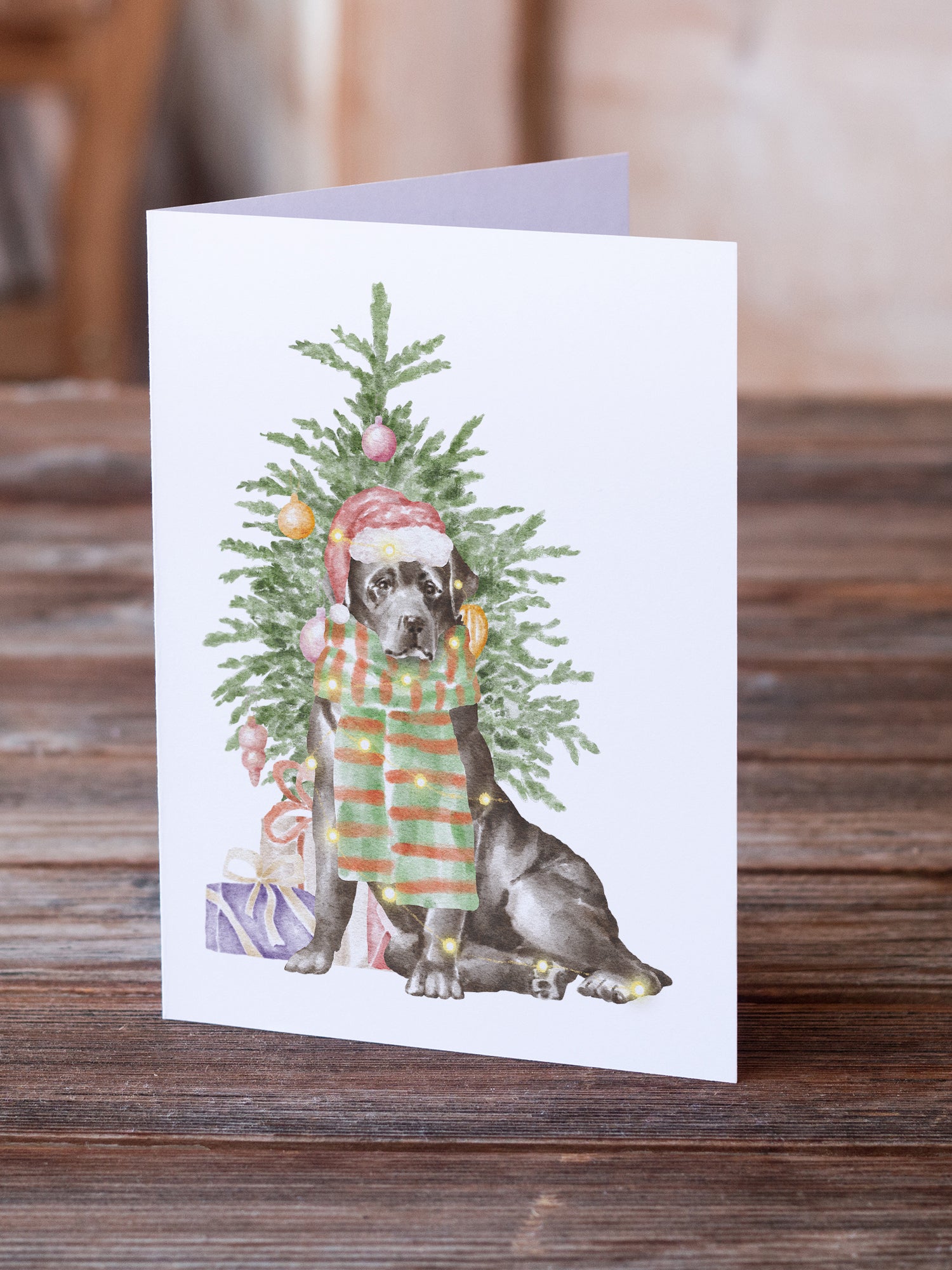 Christmas Black Labrador Retriever Greeting Cards and Envelopes Pack of 8 - the-store.com