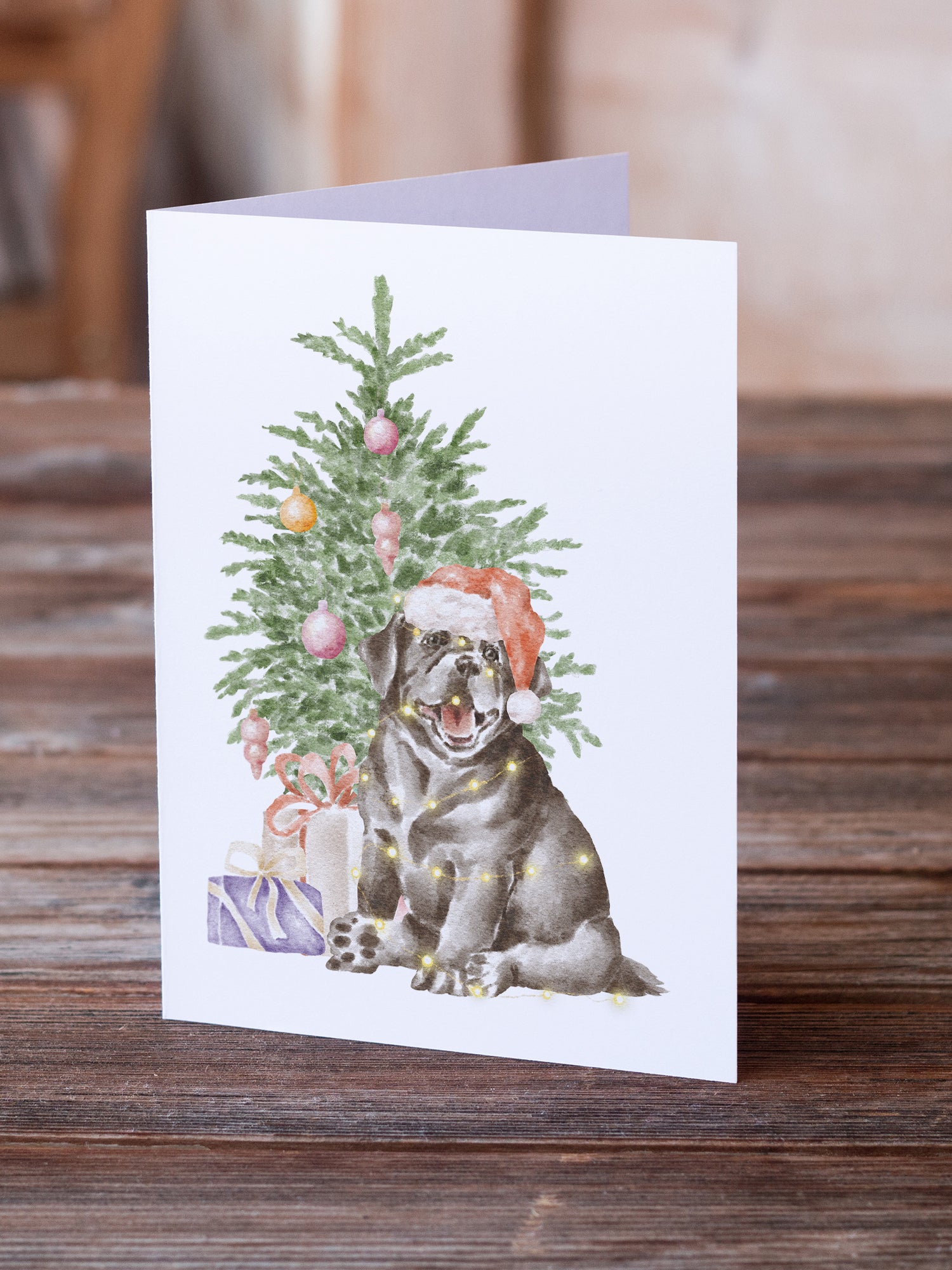 Christmas Black Labrador Retriever Puppy Greeting Cards and Envelopes Pack of 8 - the-store.com