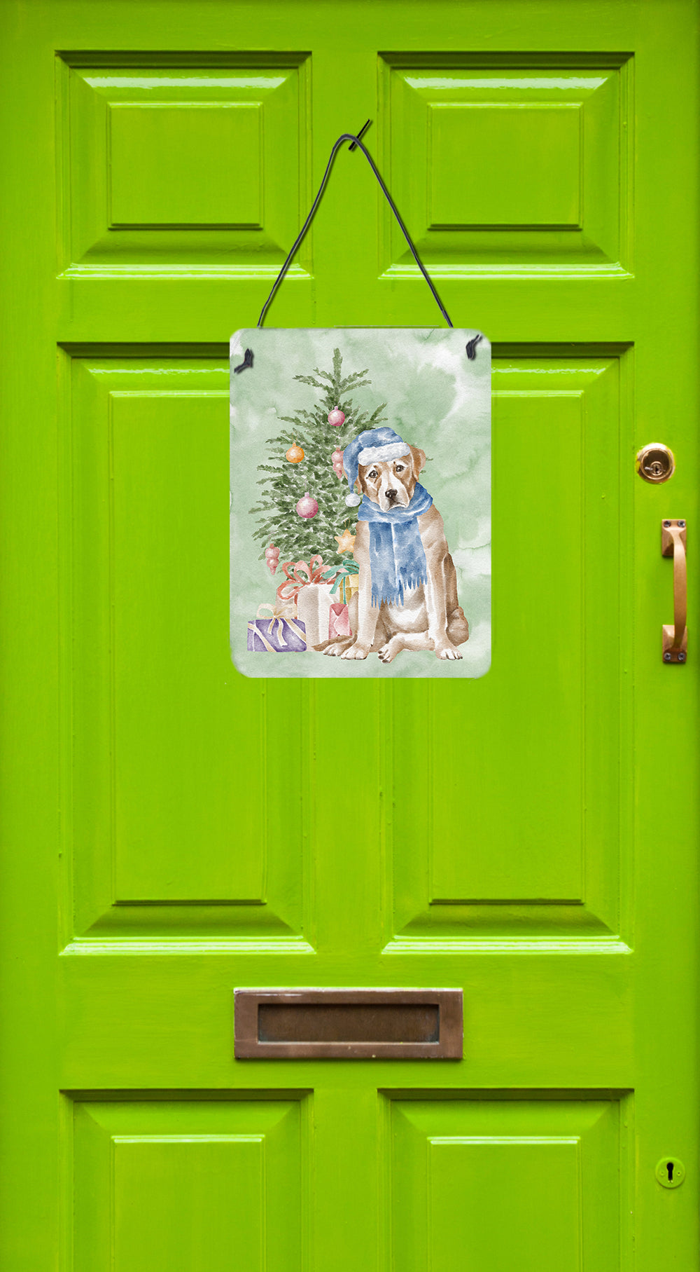 Buy this Christmas Yellow Labrador Retriever Wall or Door Hanging Prints