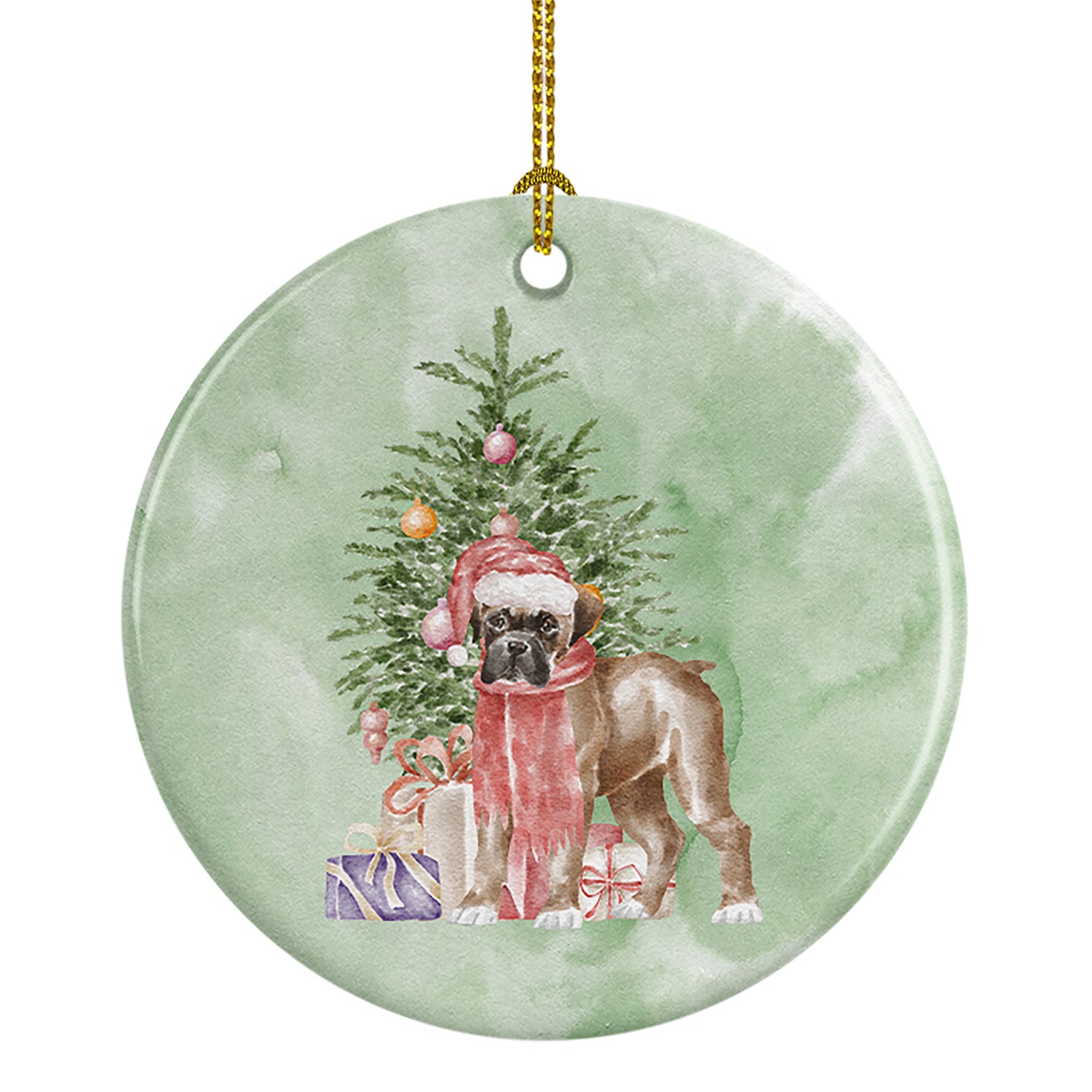 Buy this Christmas Boxer Puppy Ceramic Ornament