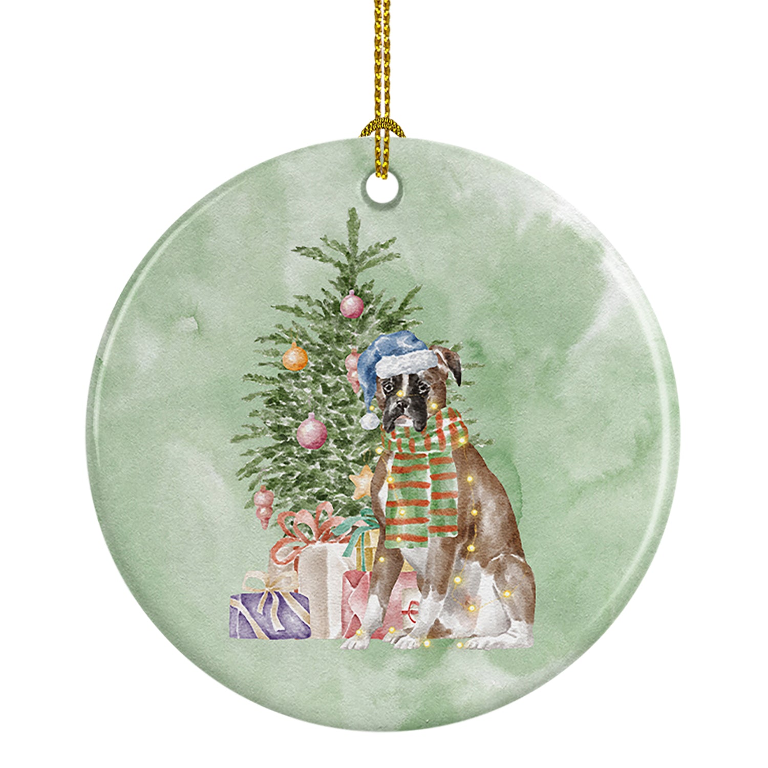 Buy this Christmas Boxer Ceramic Ornament