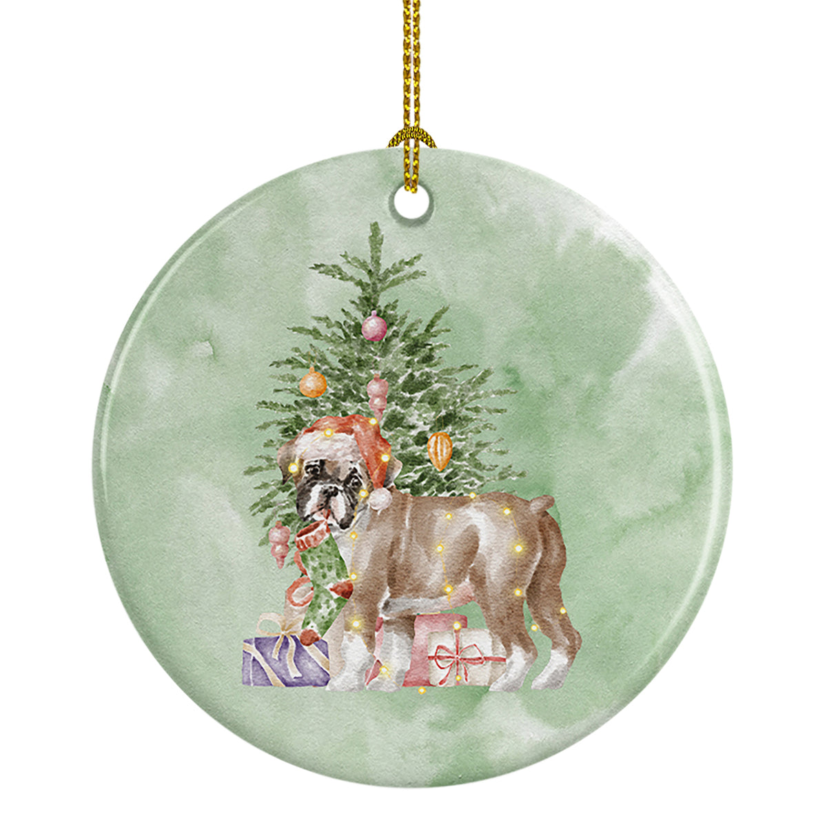 Buy this Christmas Boxer Puppy #2 Ceramic Ornament