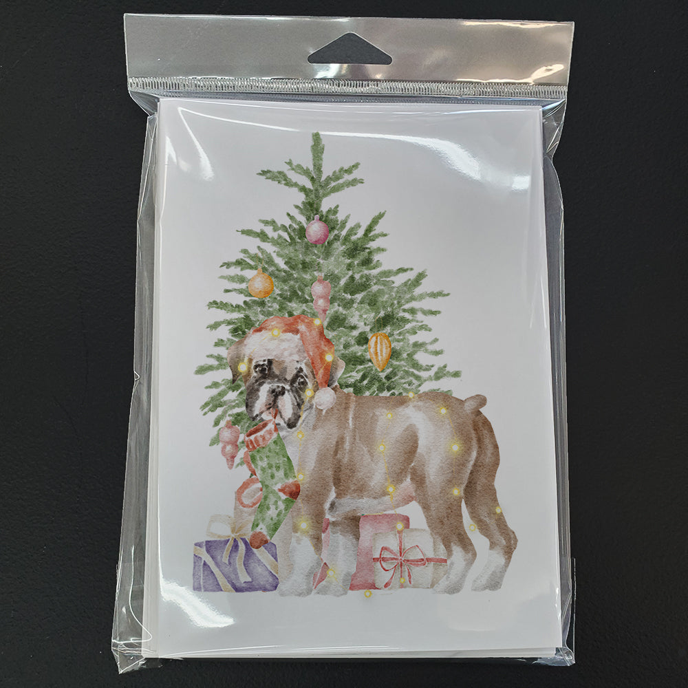 Christmas Boxer Puppy #2 Greeting Cards and Envelopes Pack of 8 - the-store.com