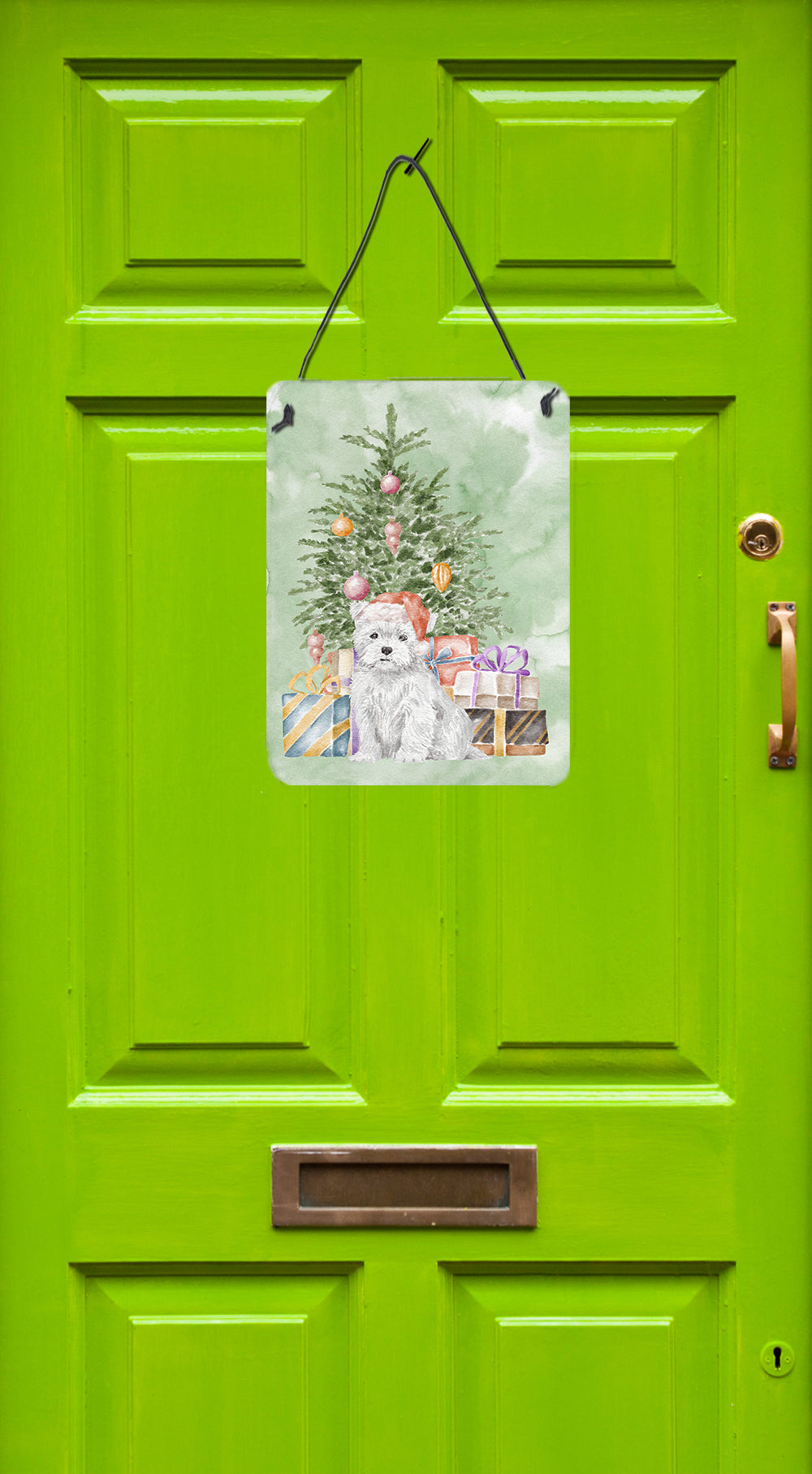 Christmas West Highland White Terrier Puppy Wall or Door Hanging Prints - the-store.com