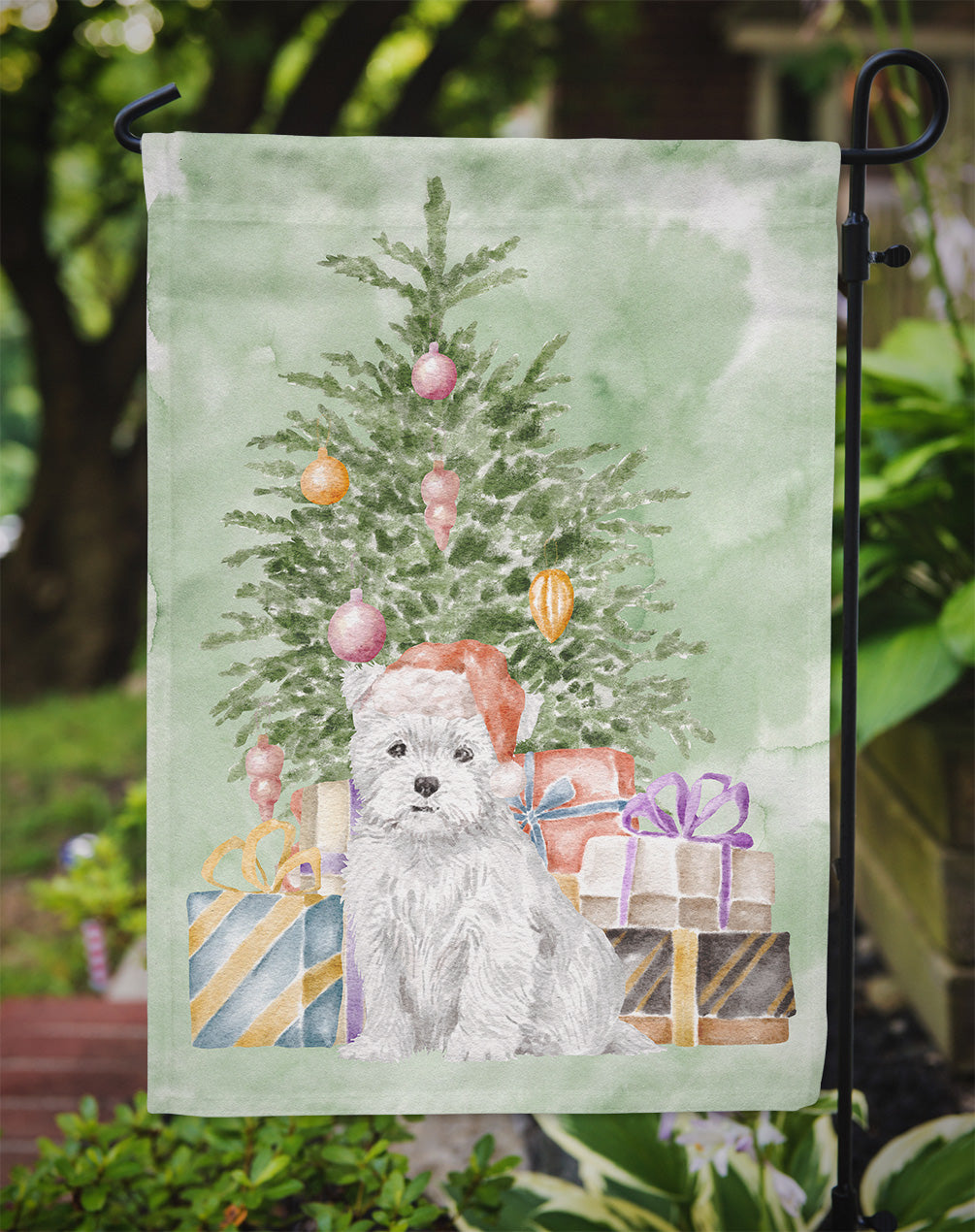Christmas West Highland White Terrier Puppy Flag Garden Size