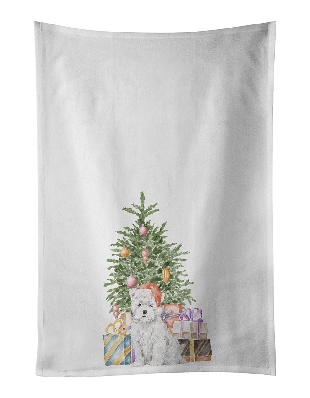 Buy this West Highland White Terrier Puppy Christmas Presents and Tree White Kitchen Towel Set of 2