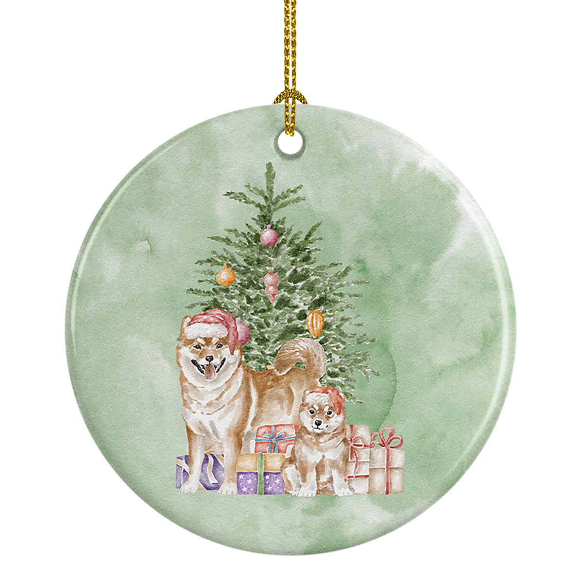 Buy this Christmas Shiba Inu Momma and Baby Ceramic Ornament