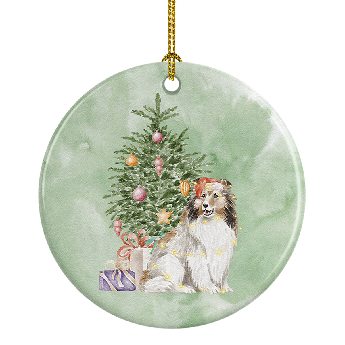 Buy this Christmas Sheltie Shetland Sheepdog Ceramic Ornament