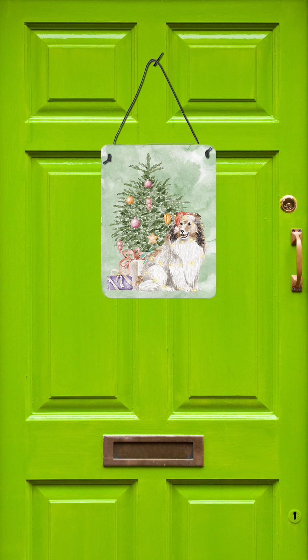 Christmas Sheltie Shetland Sheepdog Wall or Door Hanging Prints - the-store.com