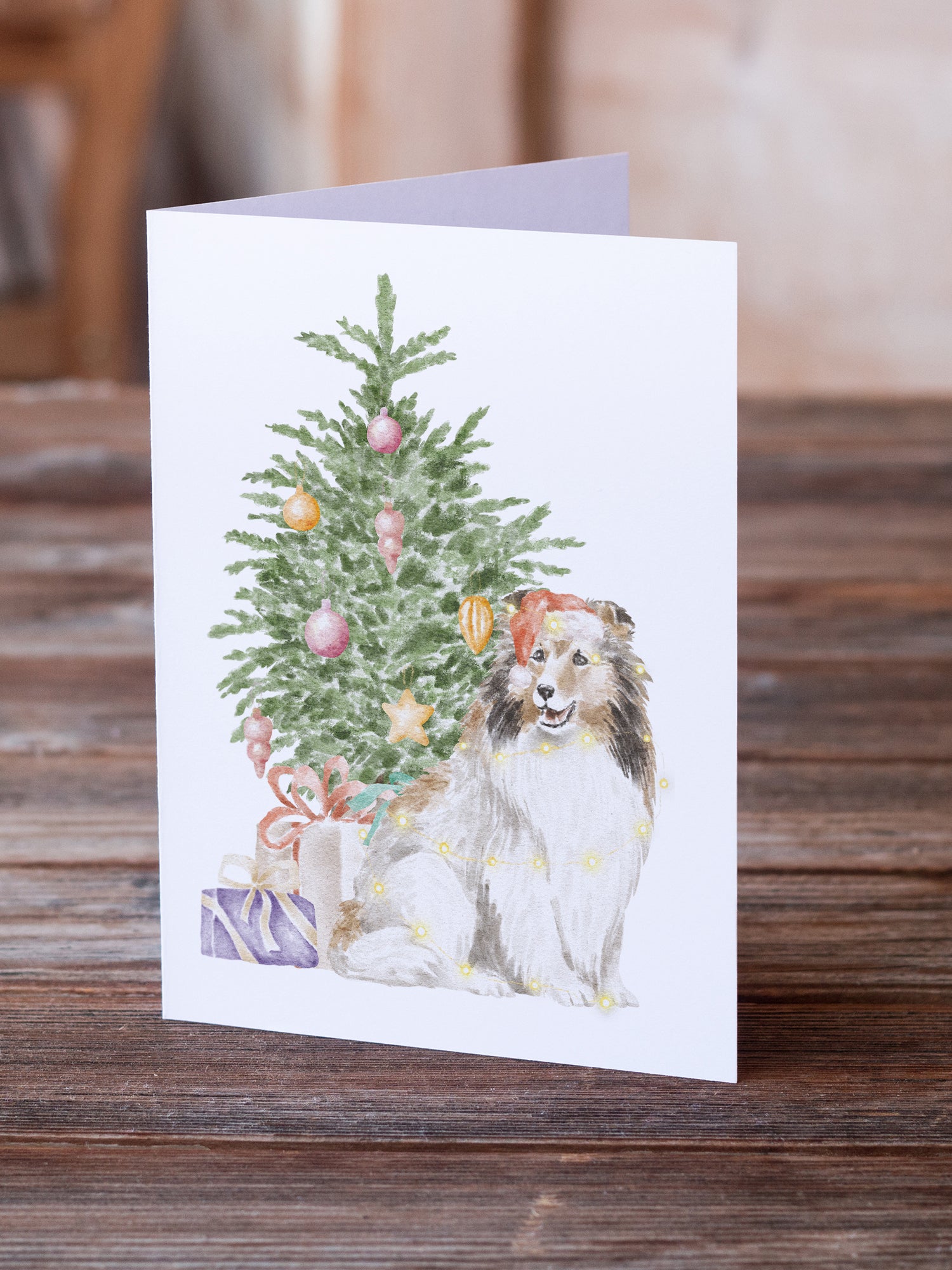 Christmas Sheltie Shetland Sheepdog Greeting Cards and Envelopes Pack of 8 - the-store.com