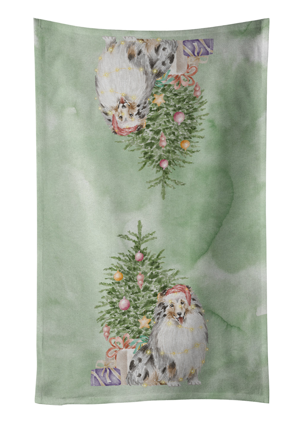 Buy this Christmas Sheltie Shetland Sheepdog Merle Kitchen Towel