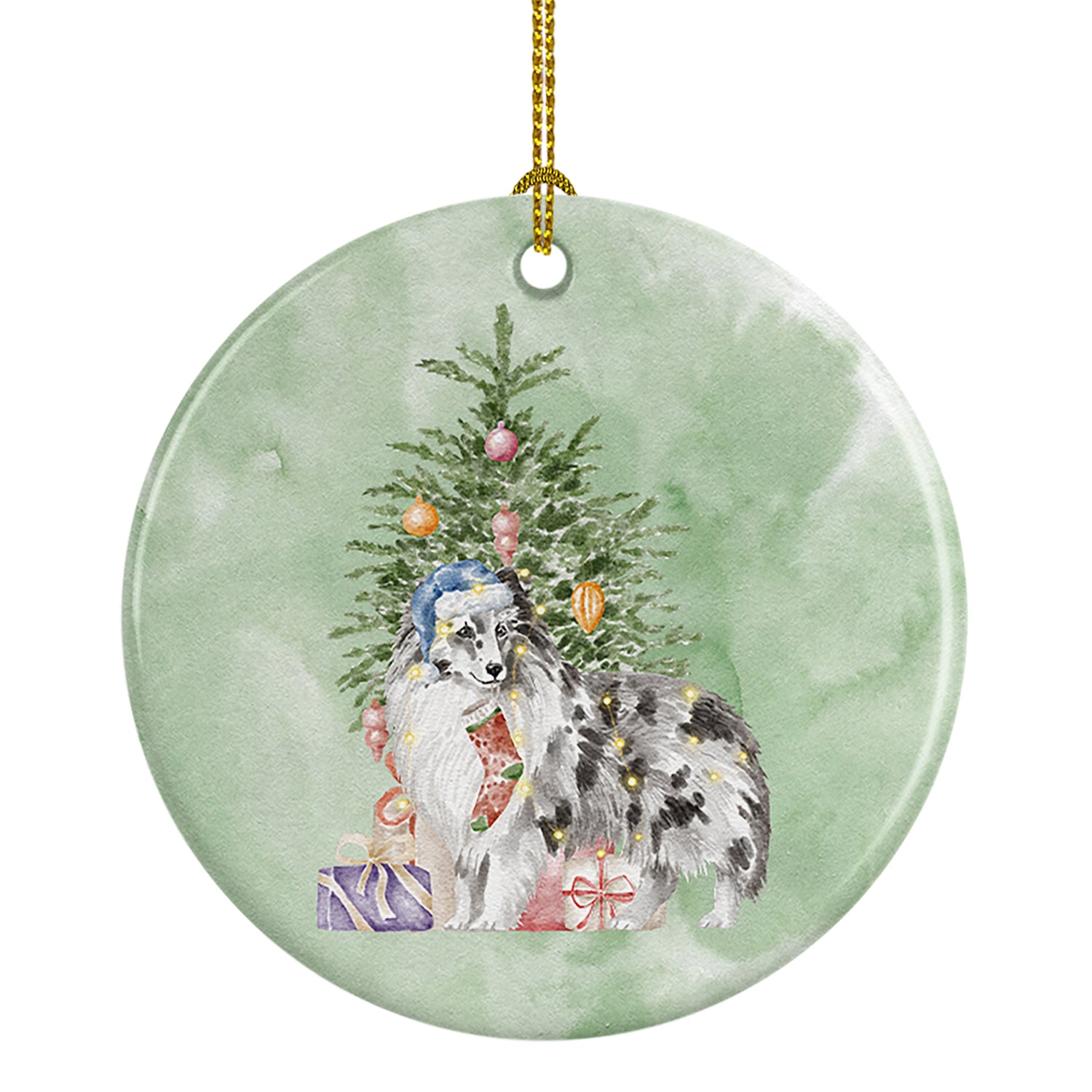 Buy this Christmas Sheltie Shetland Sheepdog Blue Merle Ceramic Ornament