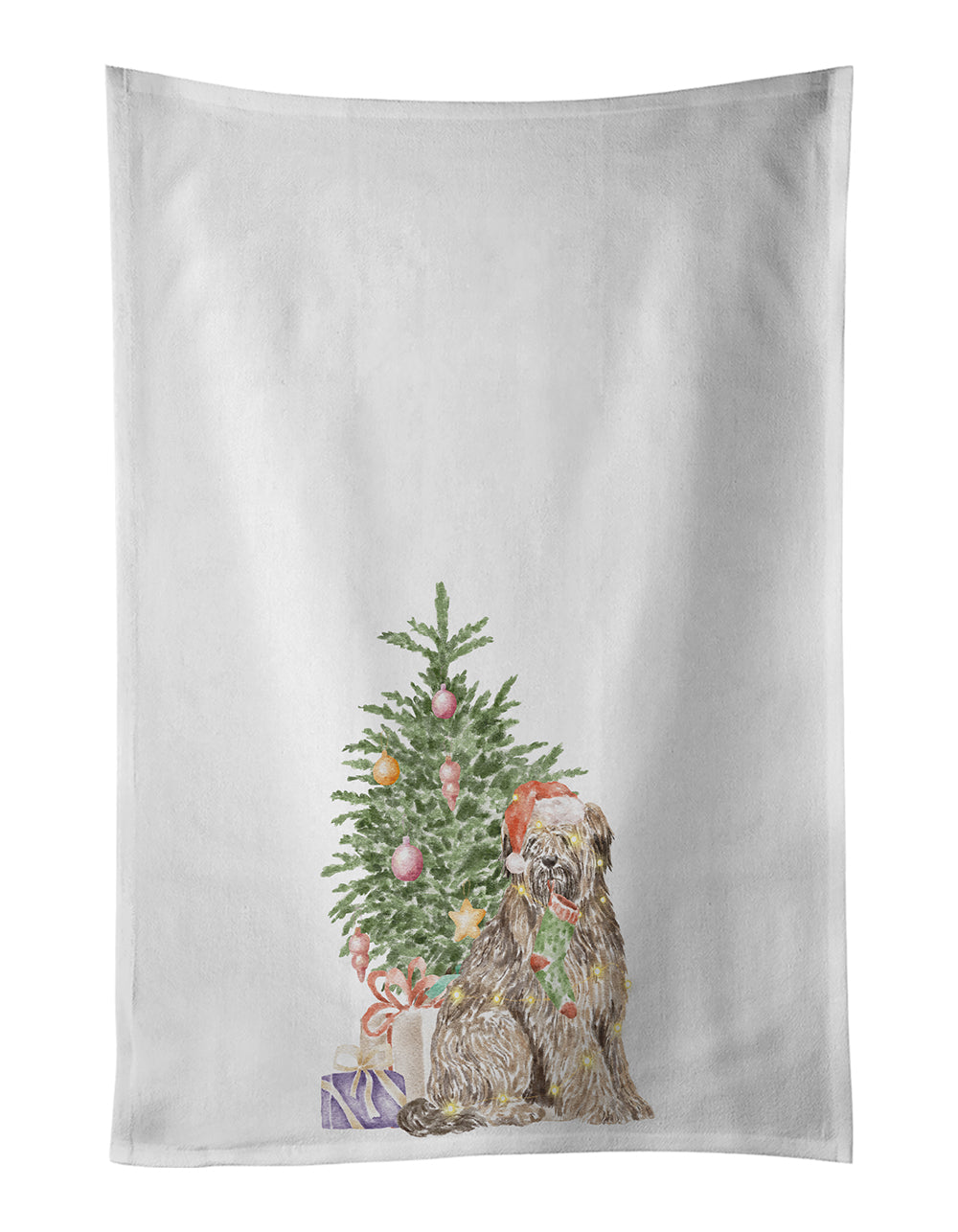 Buy this Briard Christmas Presents and Tree White Kitchen Towel Set of 2