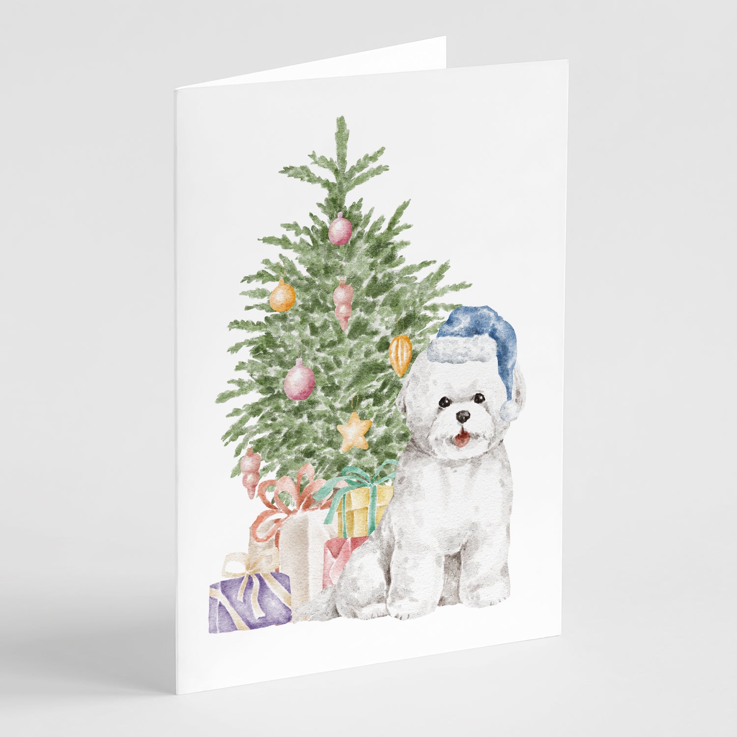Buy this Christmas Bichon Frise Blue Hat Greeting Cards and Envelopes Pack of 8