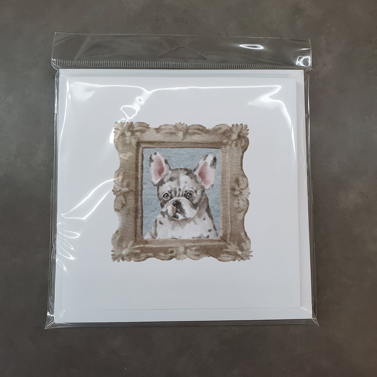 French Bulldog Black White Puppy Square Greeting Cards and Envelopes Pack of 8 - the-store.com