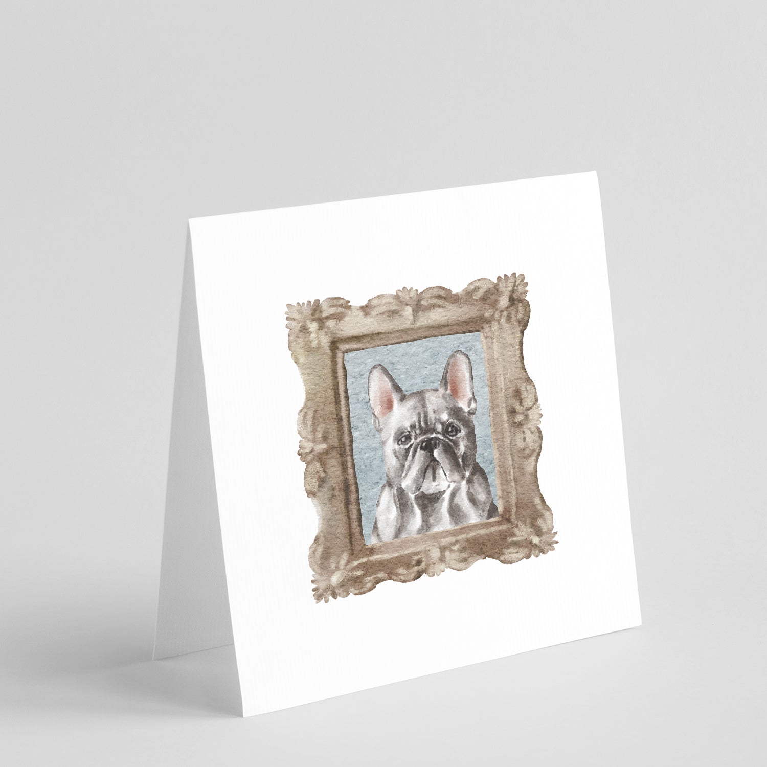Buy this French Bulldog Black Front View Square Greeting Cards and Envelopes Pack of 8