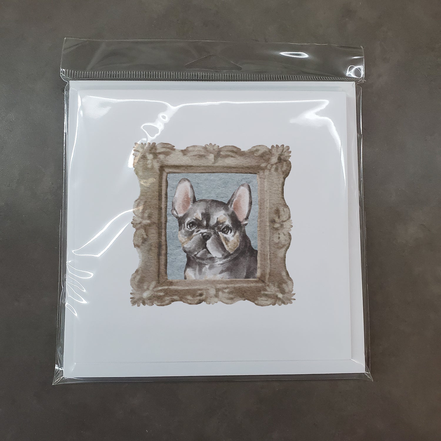 French Bulldog Black Puppy Square Greeting Cards and Envelopes Pack of 8 - the-store.com