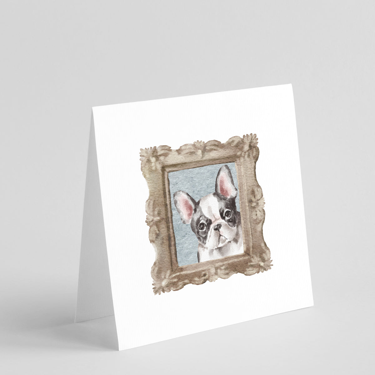Buy this French Bulldog Black White Square Greeting Cards and Envelopes Pack of 8
