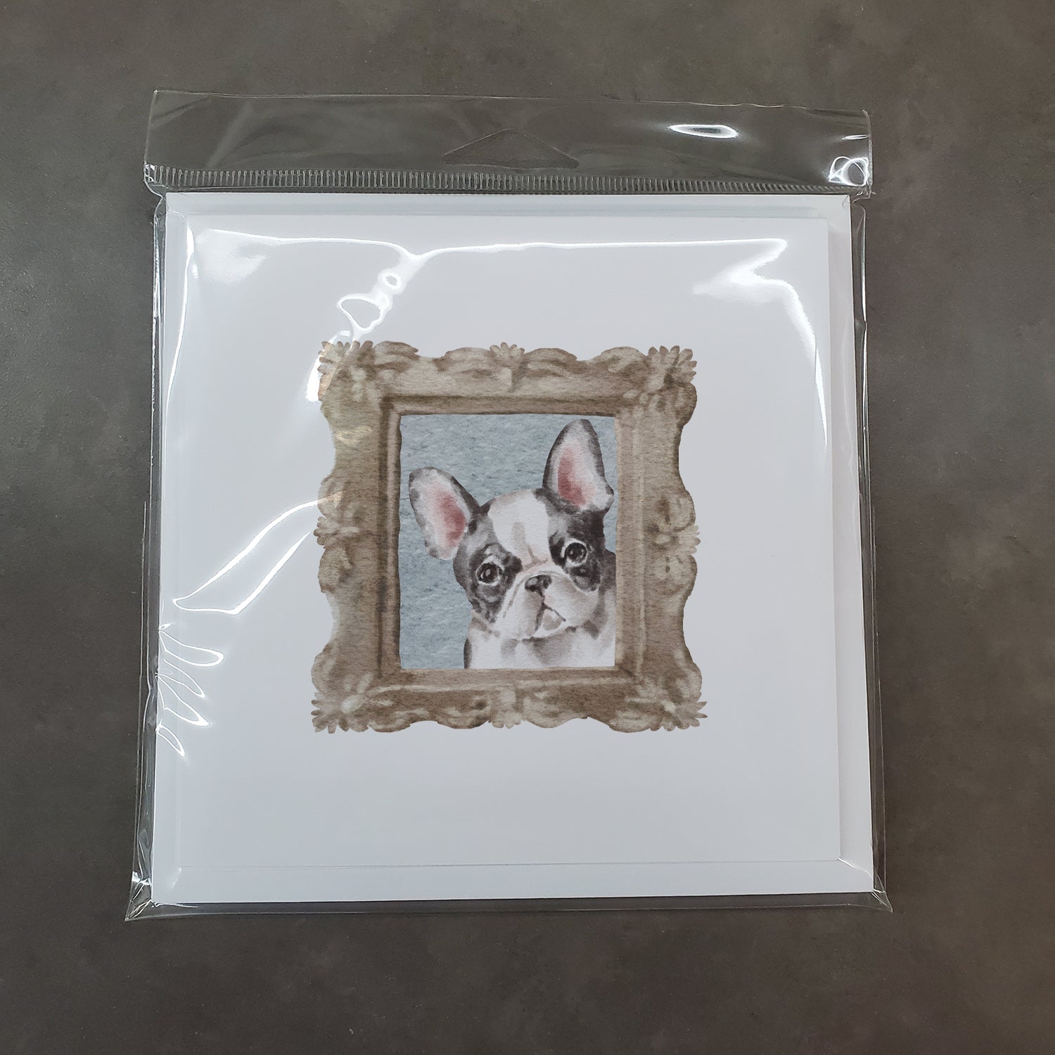 French Bulldog Black White Square Greeting Cards and Envelopes Pack of 8 - the-store.com
