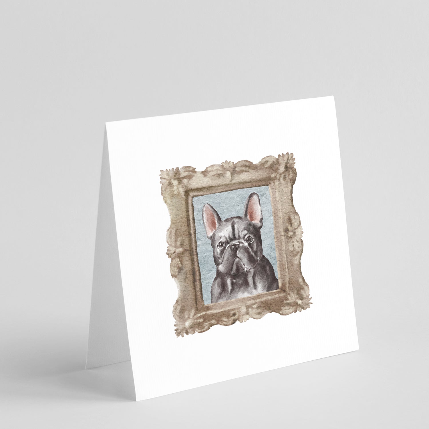 Buy this French Bulldog Black Front View Square Greeting Cards and Envelopes Pack of 8