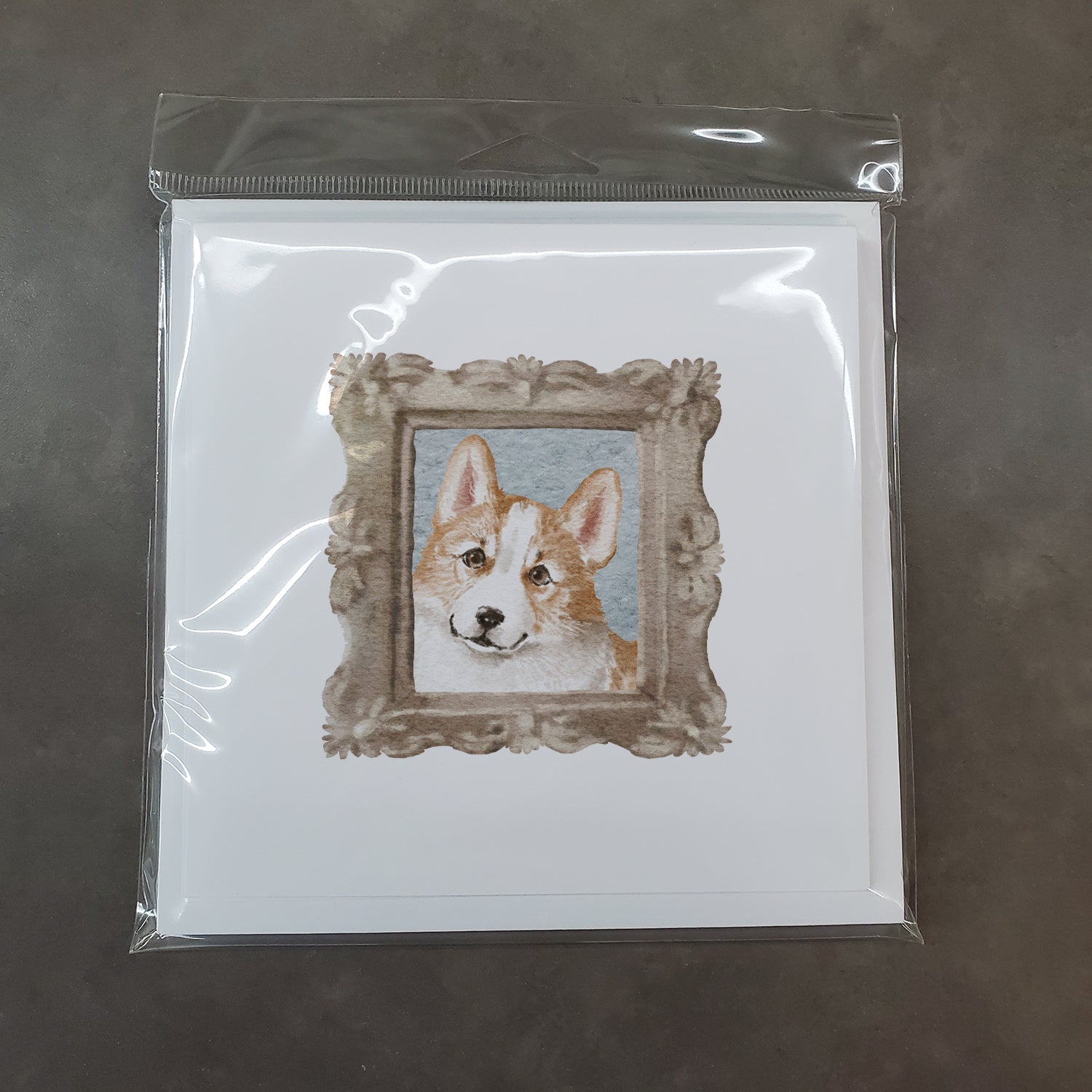 Corgi Red White Side View Square Greeting Cards and Envelopes Pack of 8 - the-store.com