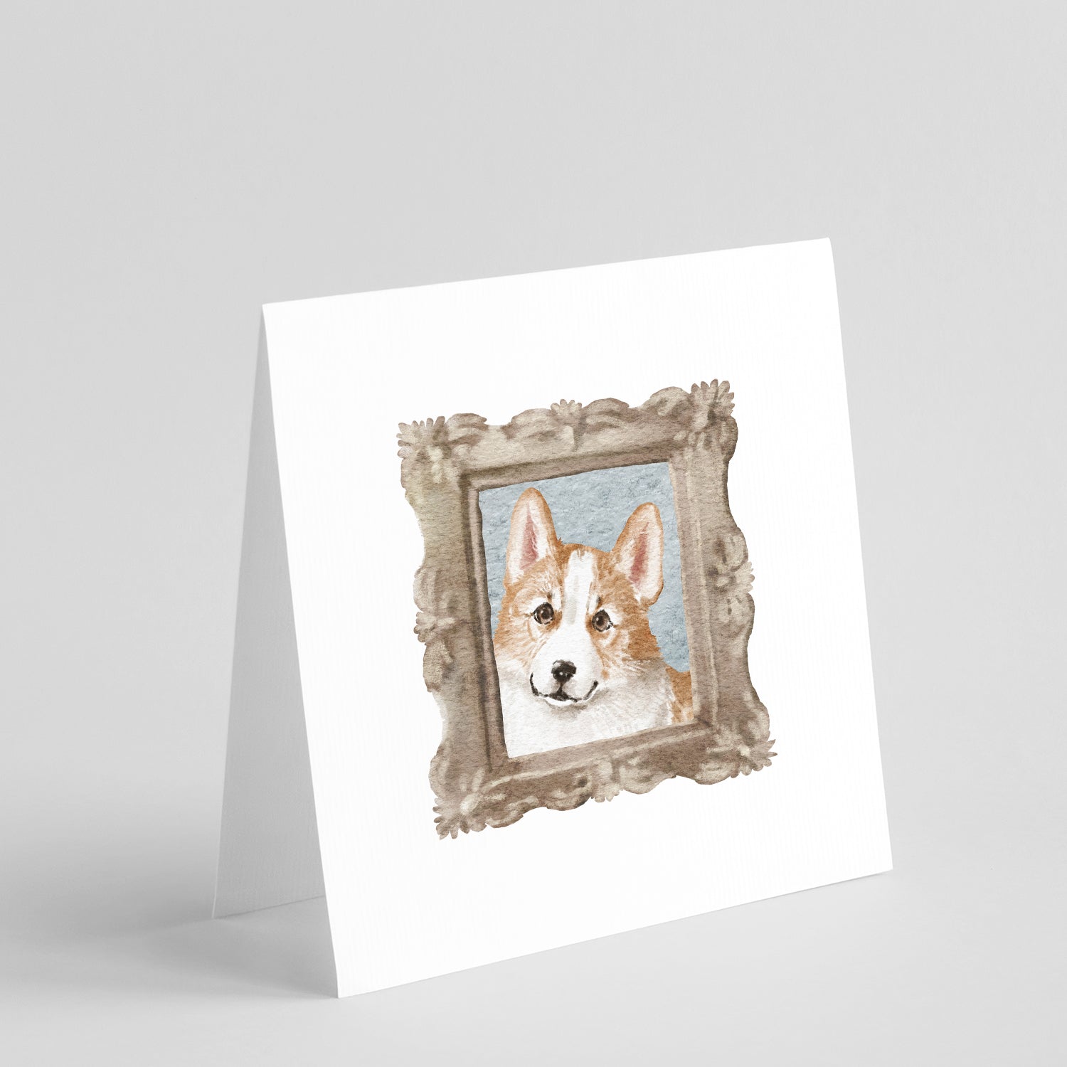 Buy this Corgi Red White Side View Square Greeting Cards and Envelopes Pack of 8