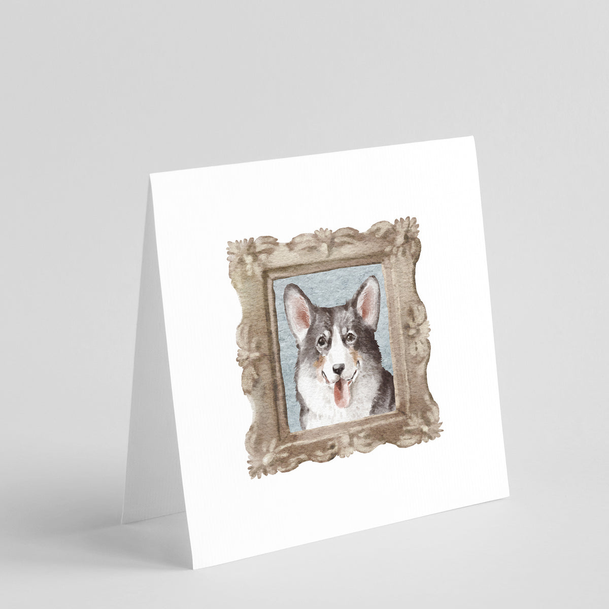 Buy this Corgi Tricolor Front View Square Greeting Cards and Envelopes Pack of 8